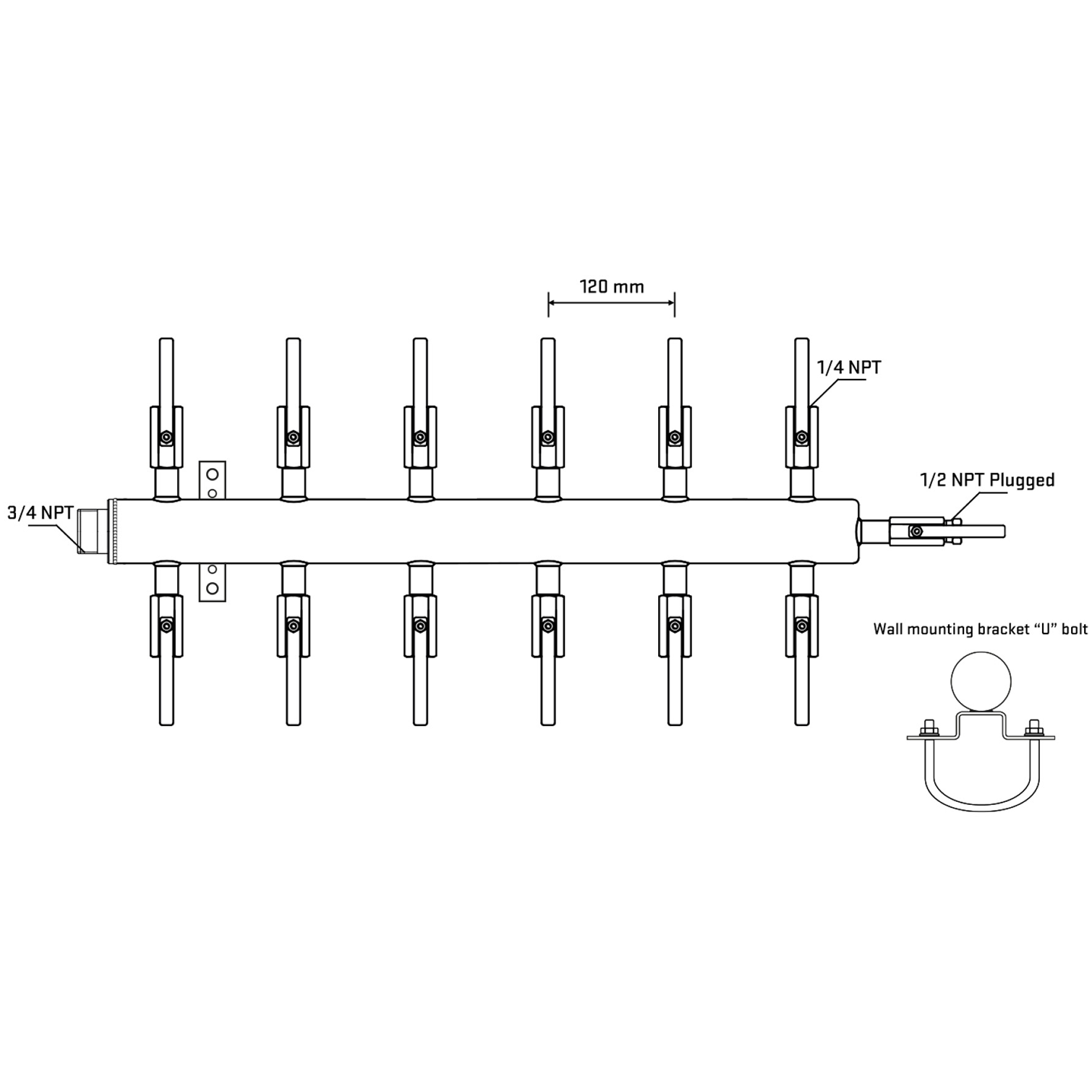 M512B091011 Manifolds Stainless Steel Double Sided