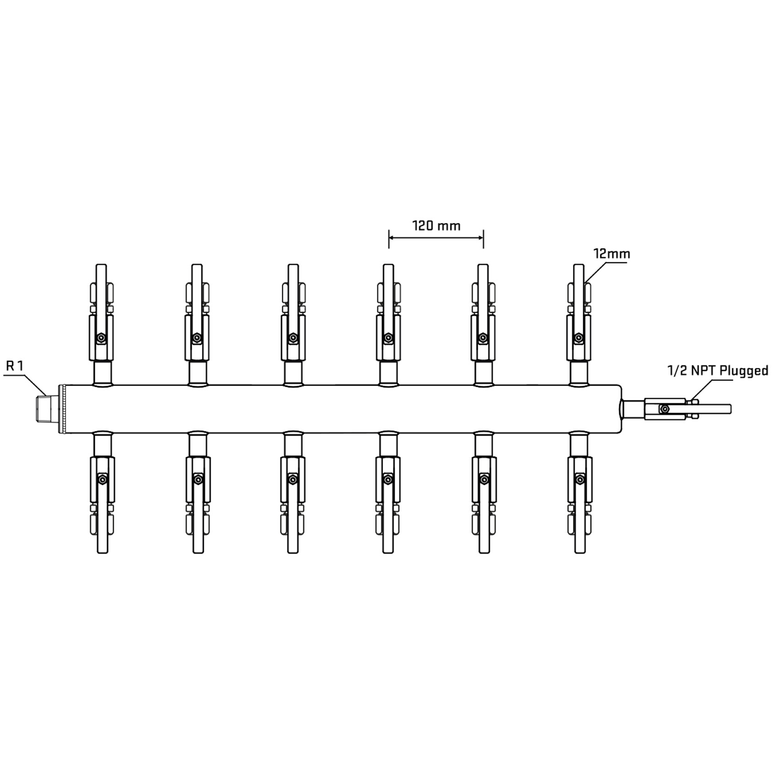 M512B100510 Manifolds Stainless Steel Double Sided