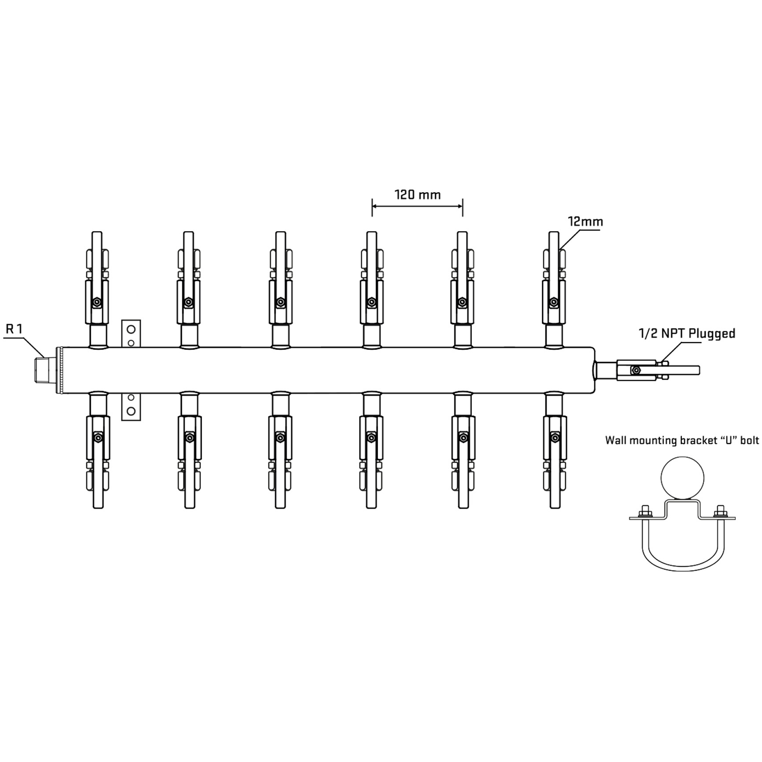 M512B100511 Manifolds Stainless Steel Double Sided
