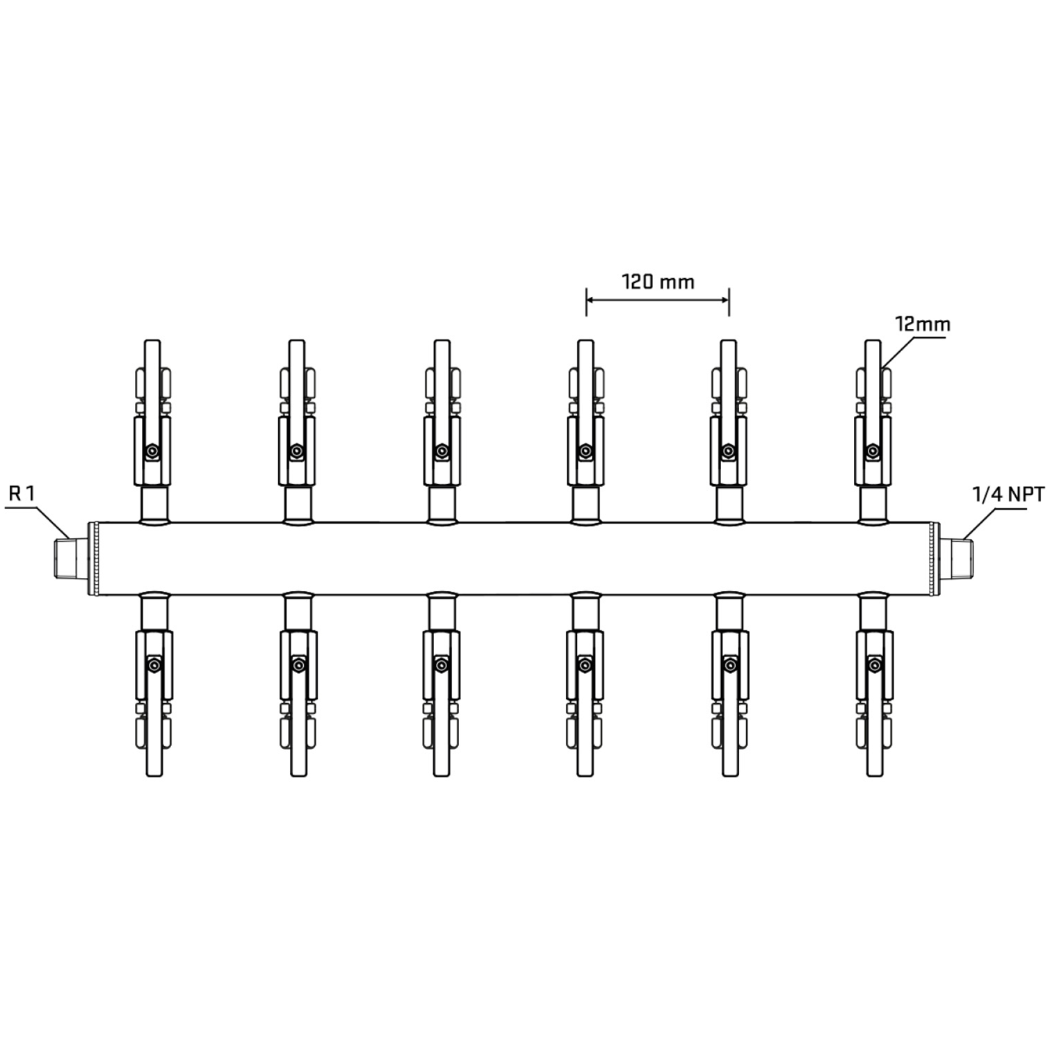 M512B100540 Manifolds Stainless Steel Double Sided