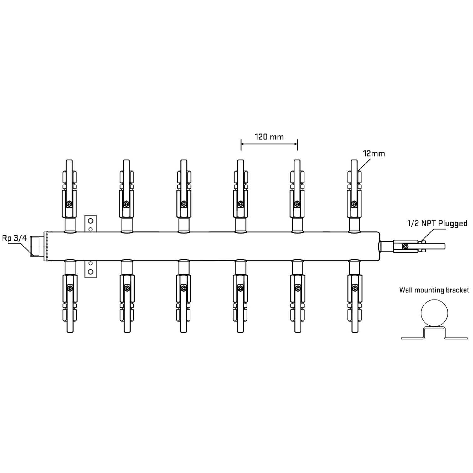 M512B100612 Manifolds Stainless Steel Double Sided