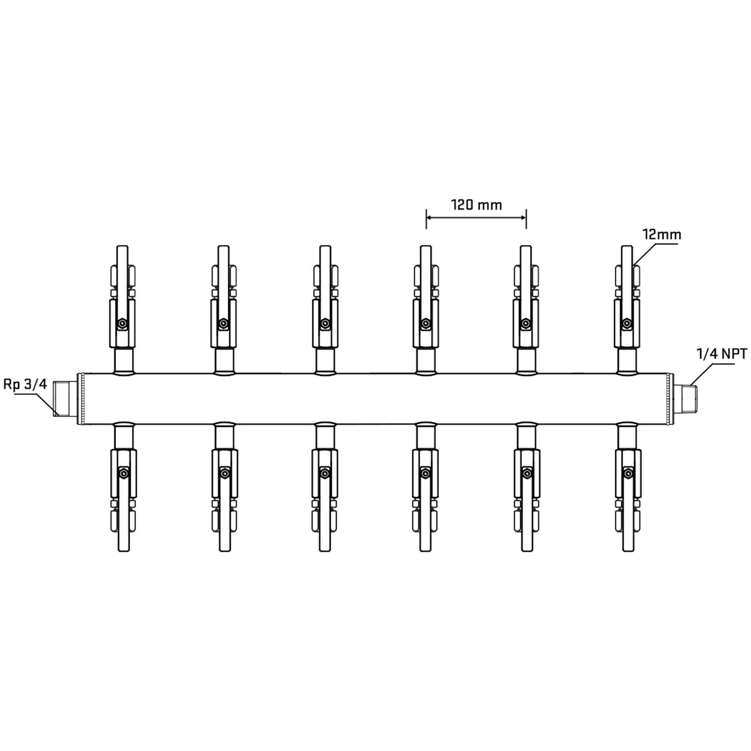 M512B100640 Manifolds Stainless Steel Double Sided