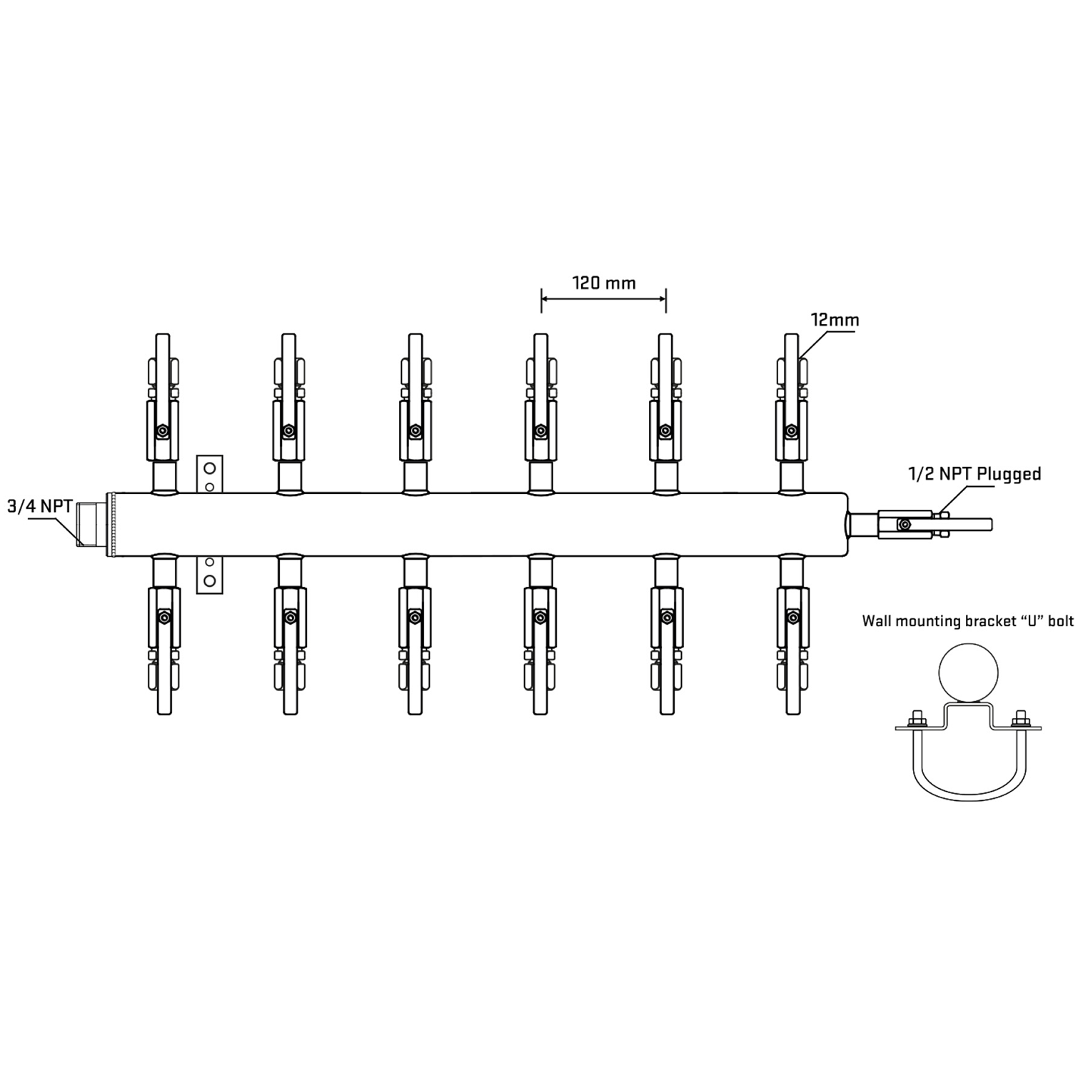 M512B101011 Manifolds Stainless Steel Double Sided