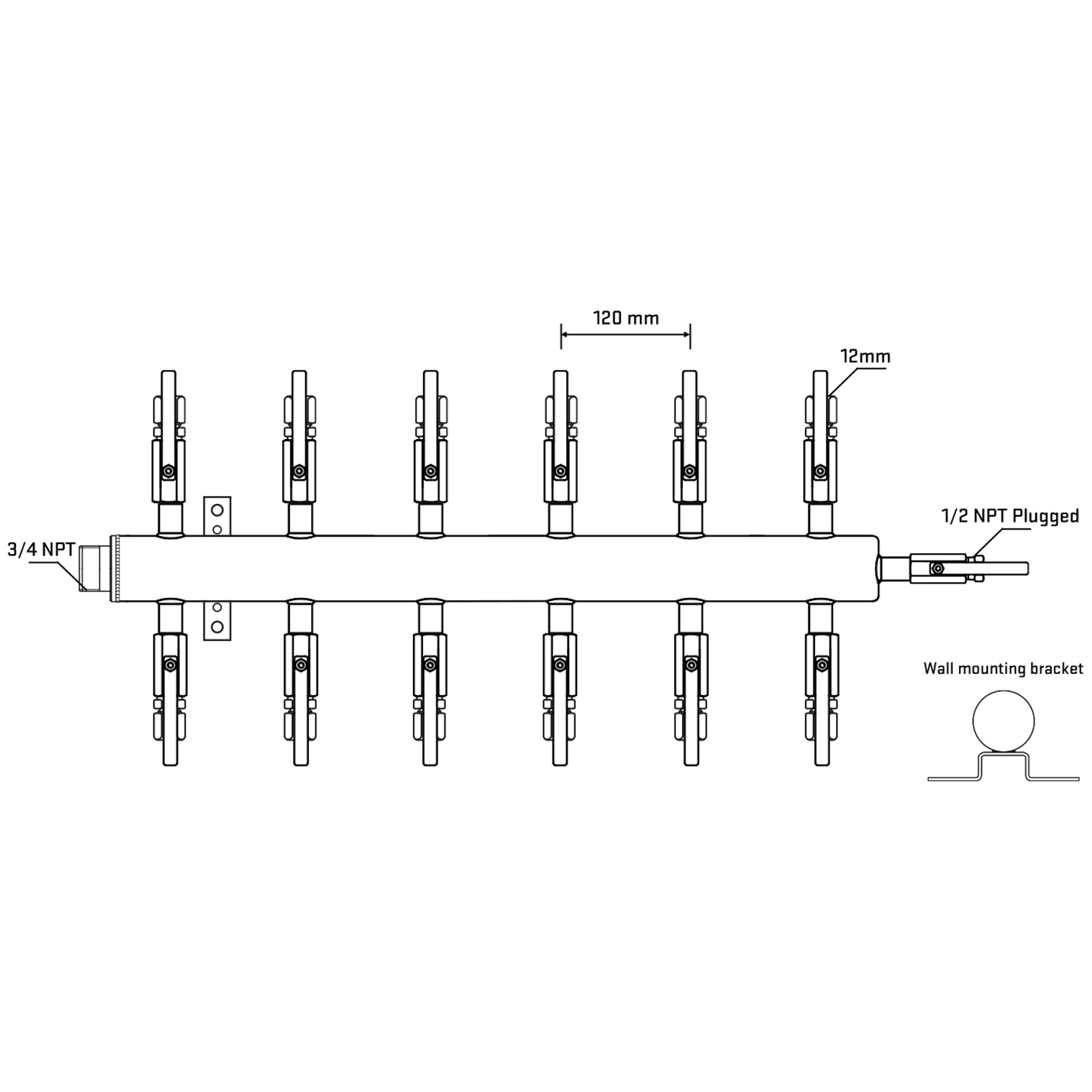 M512B101012 Manifolds Stainless Steel Double Sided