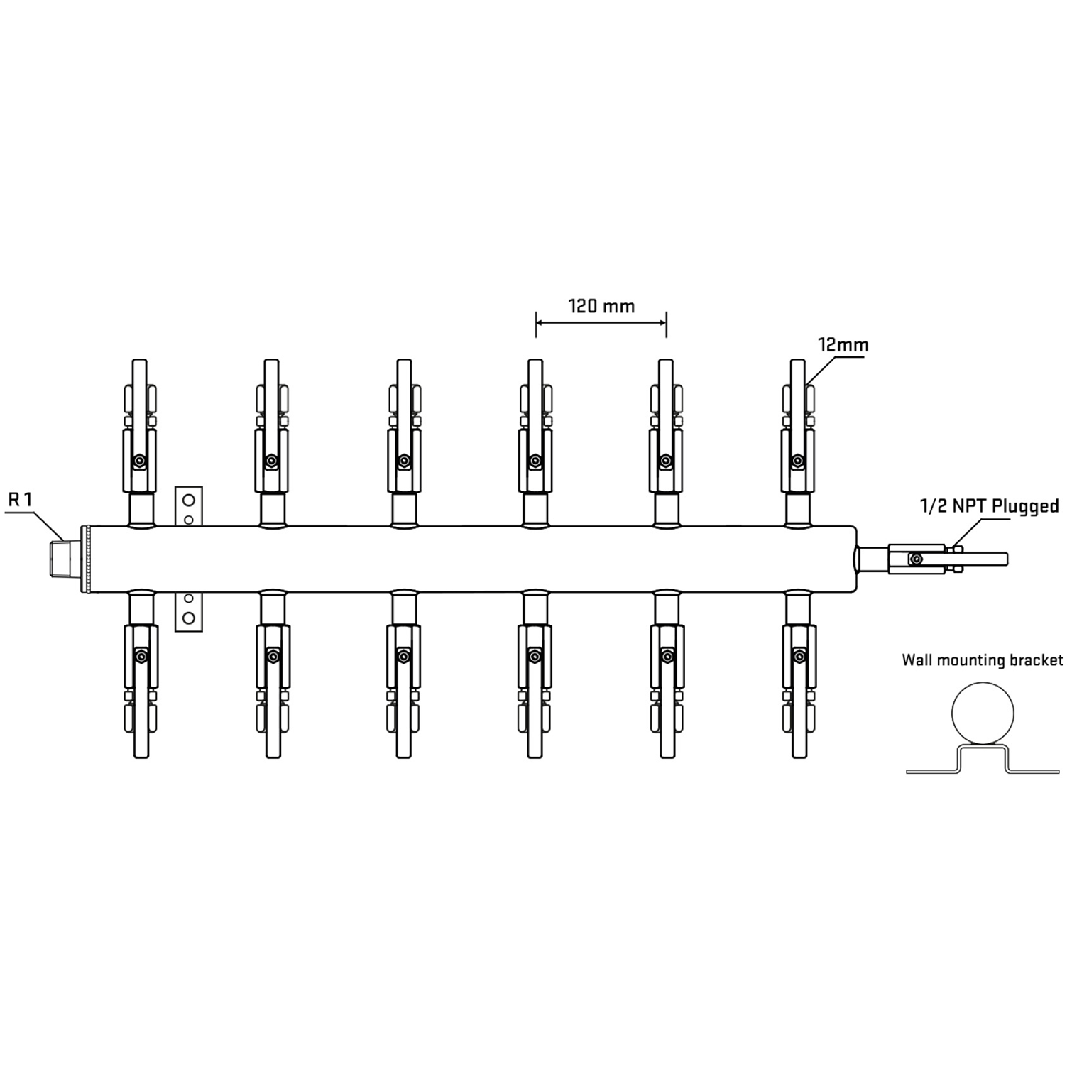 M512B110512 Manifolds Stainless Steel Double Sided