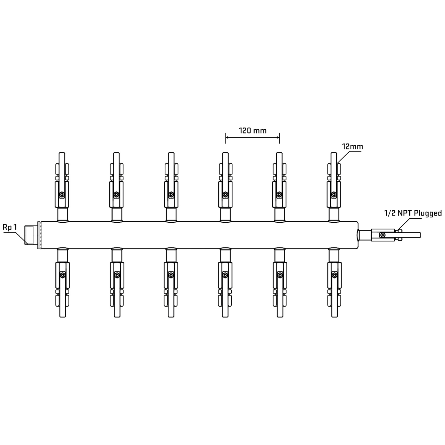 M512B110710 Manifolds Stainless Steel Double Sided