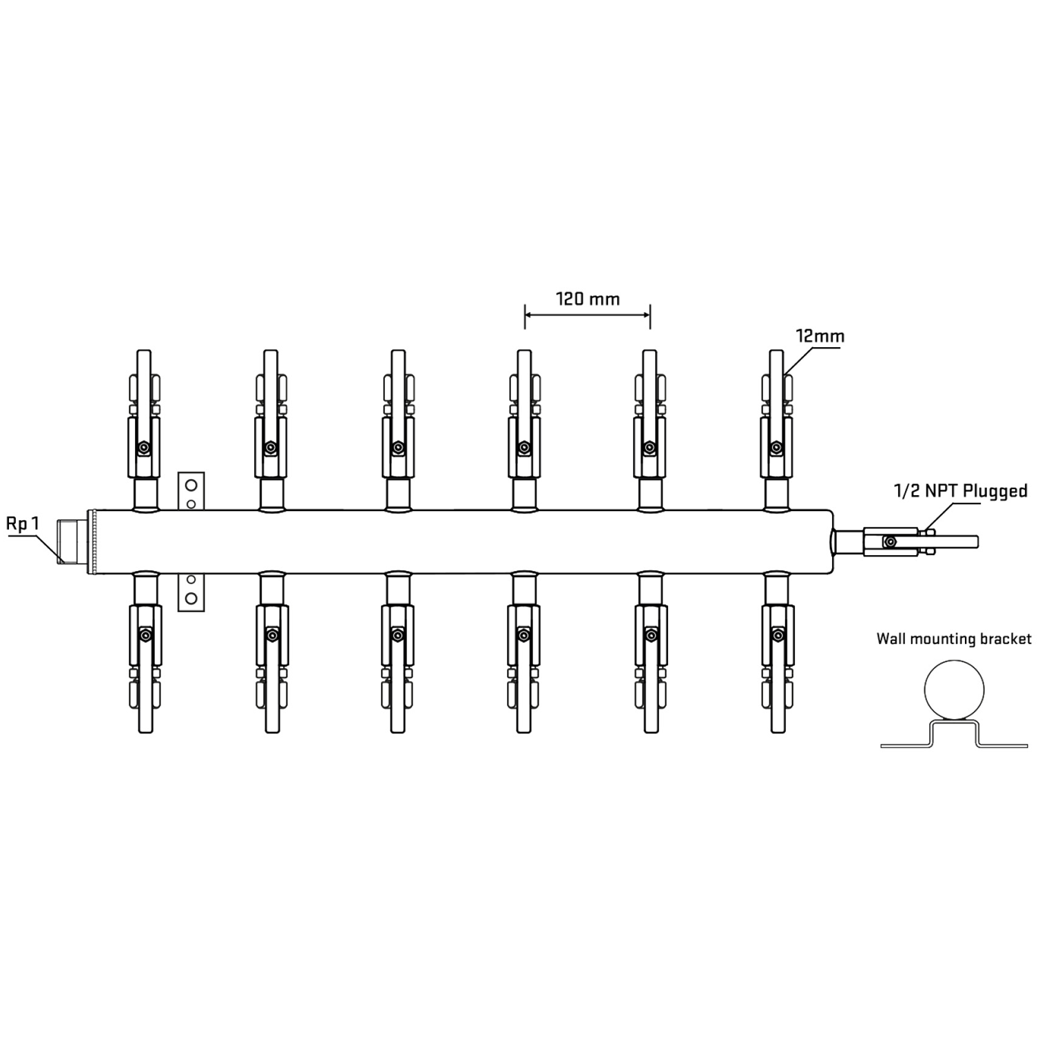M512B110712 Manifolds Stainless Steel Double Sided