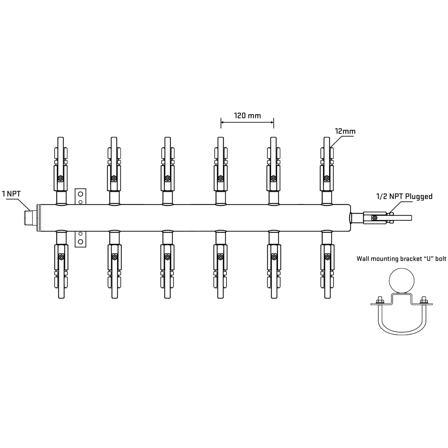 M512B110911 Manifolds Stainless Steel Double Sided