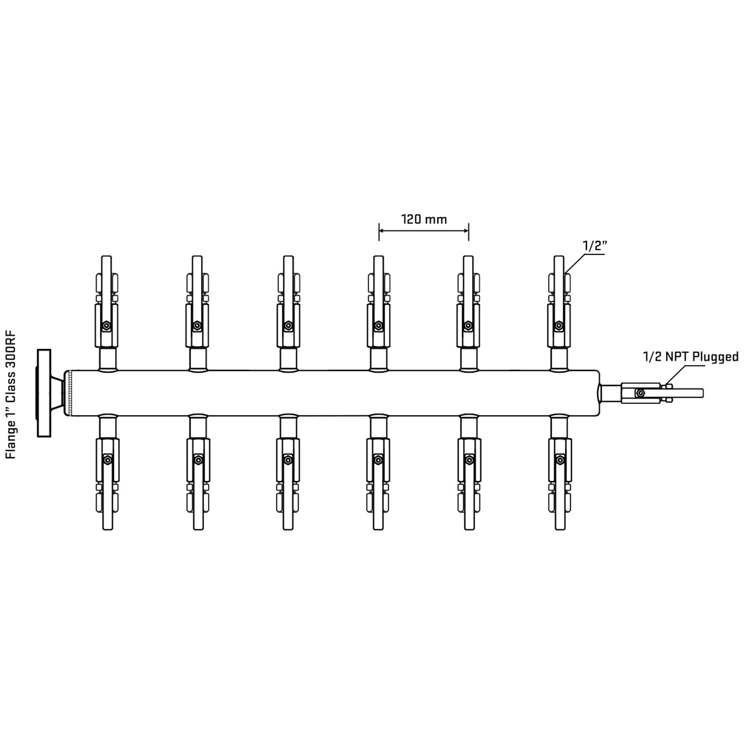 M512B120210 Manifolds Stainless Steel Double Sided