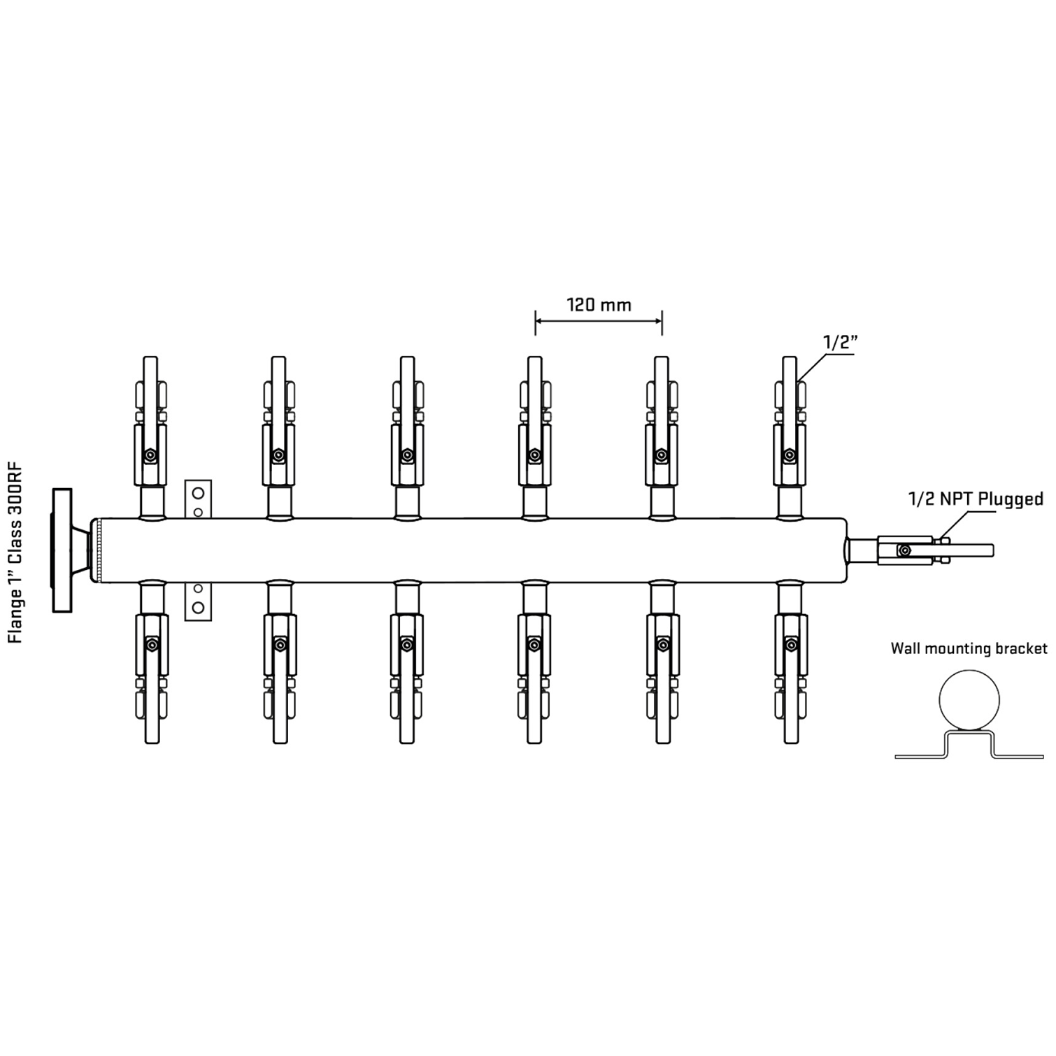 M512B120212 Manifolds Stainless Steel Double Sided