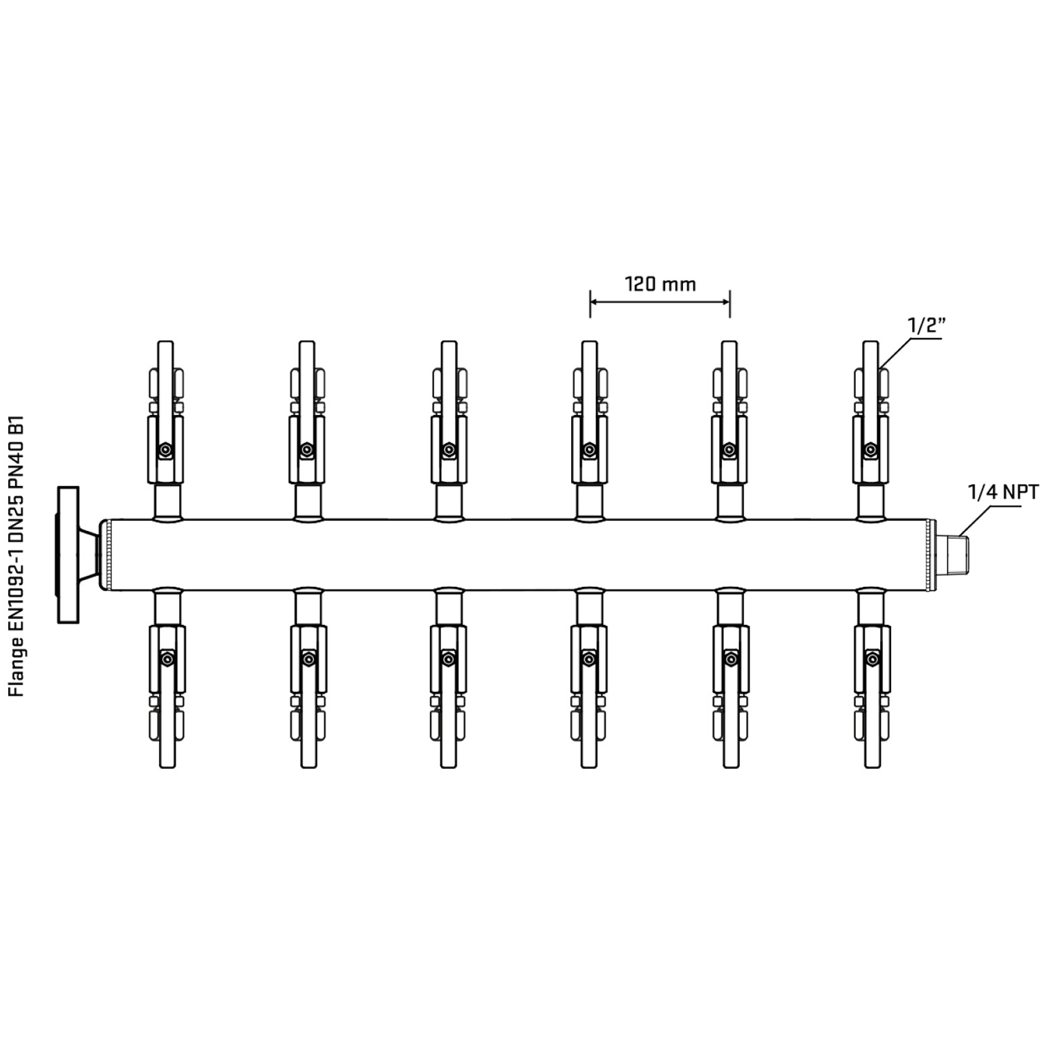M512B120340 Manifolds Stainless Steel Double Sided