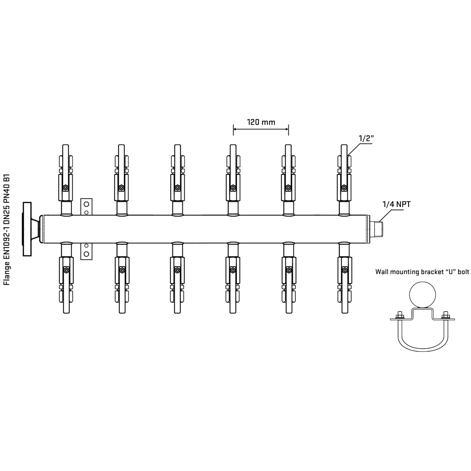 M512B120341 Manifolds Stainless Steel Double Sided