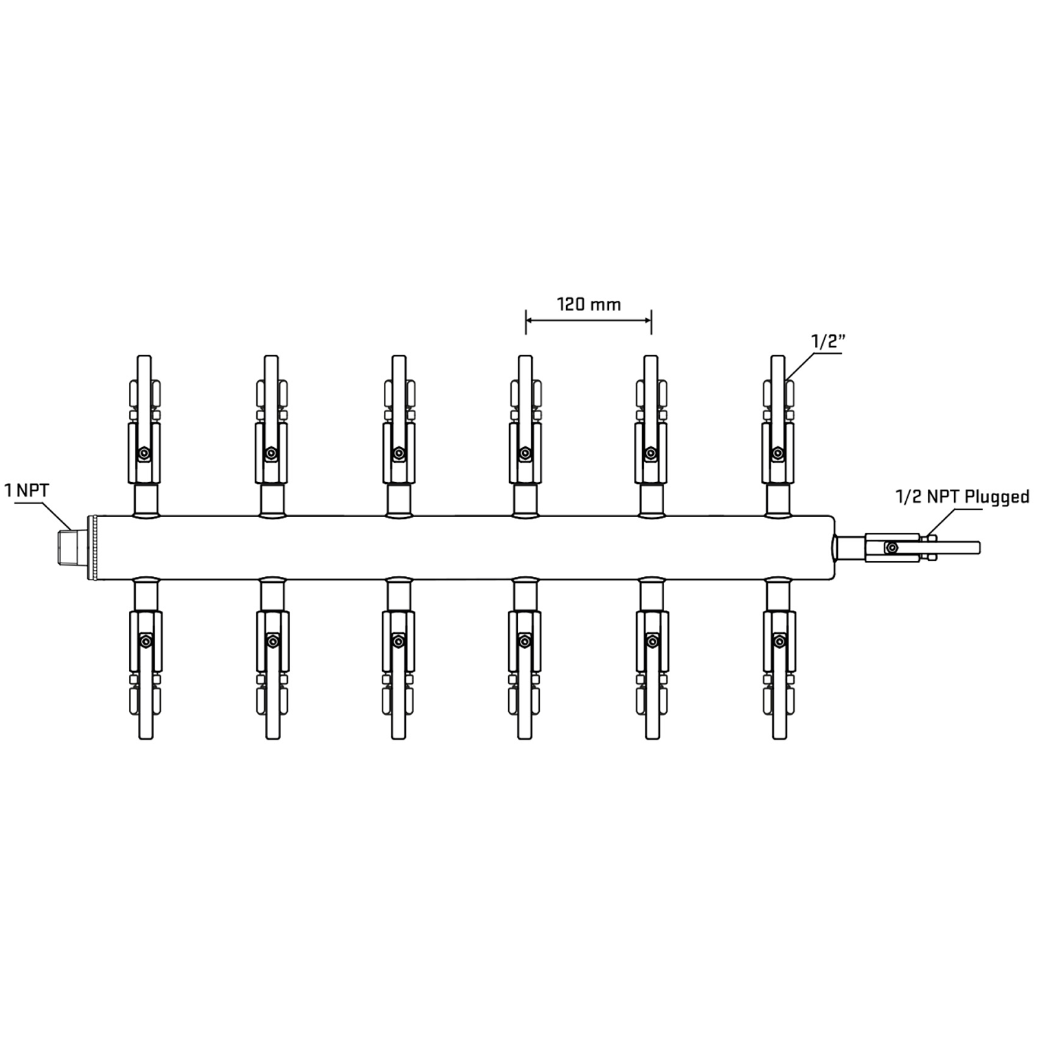 M512B120910 Manifolds Stainless Steel Double Sided