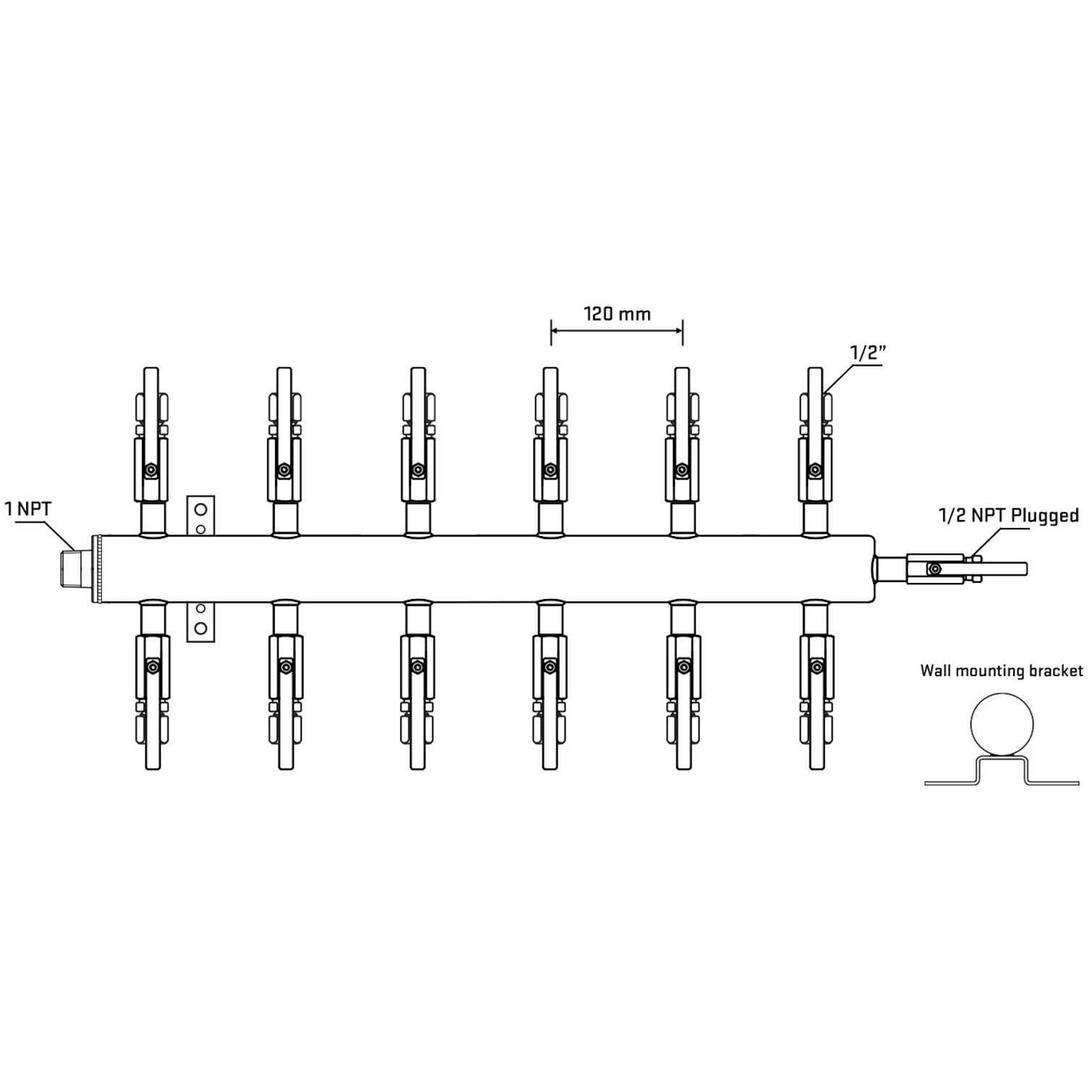 M512B120912 Manifolds Stainless Steel Double Sided