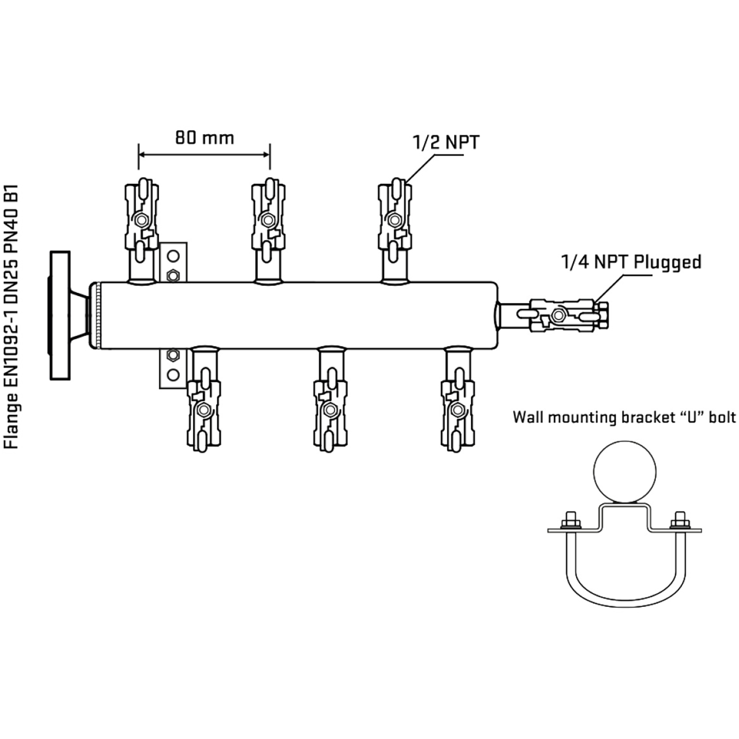M5F1A010321 Manifolds Stainless Steel Double Sided