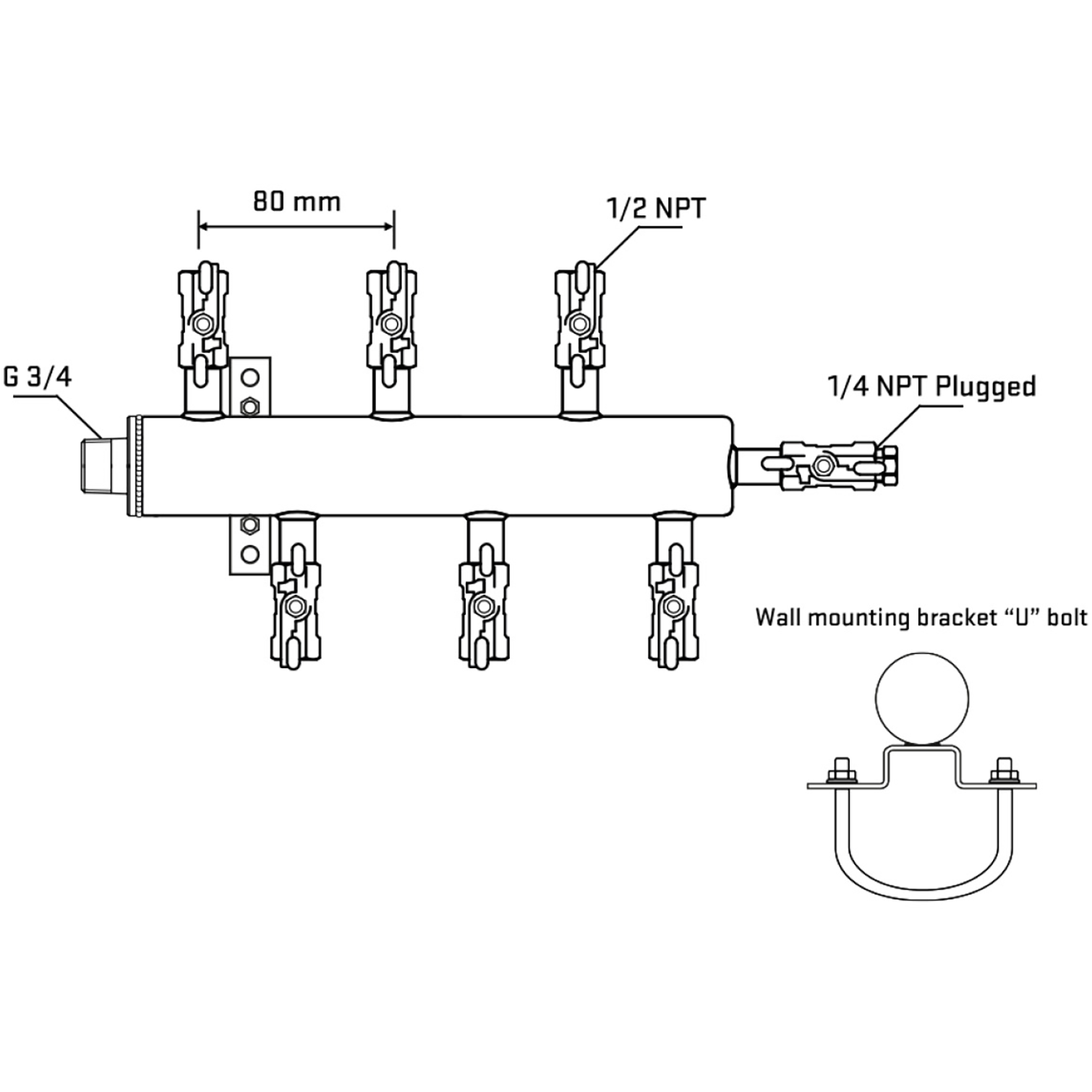M5F1A010421 Manifolds Stainless Steel Double Sided