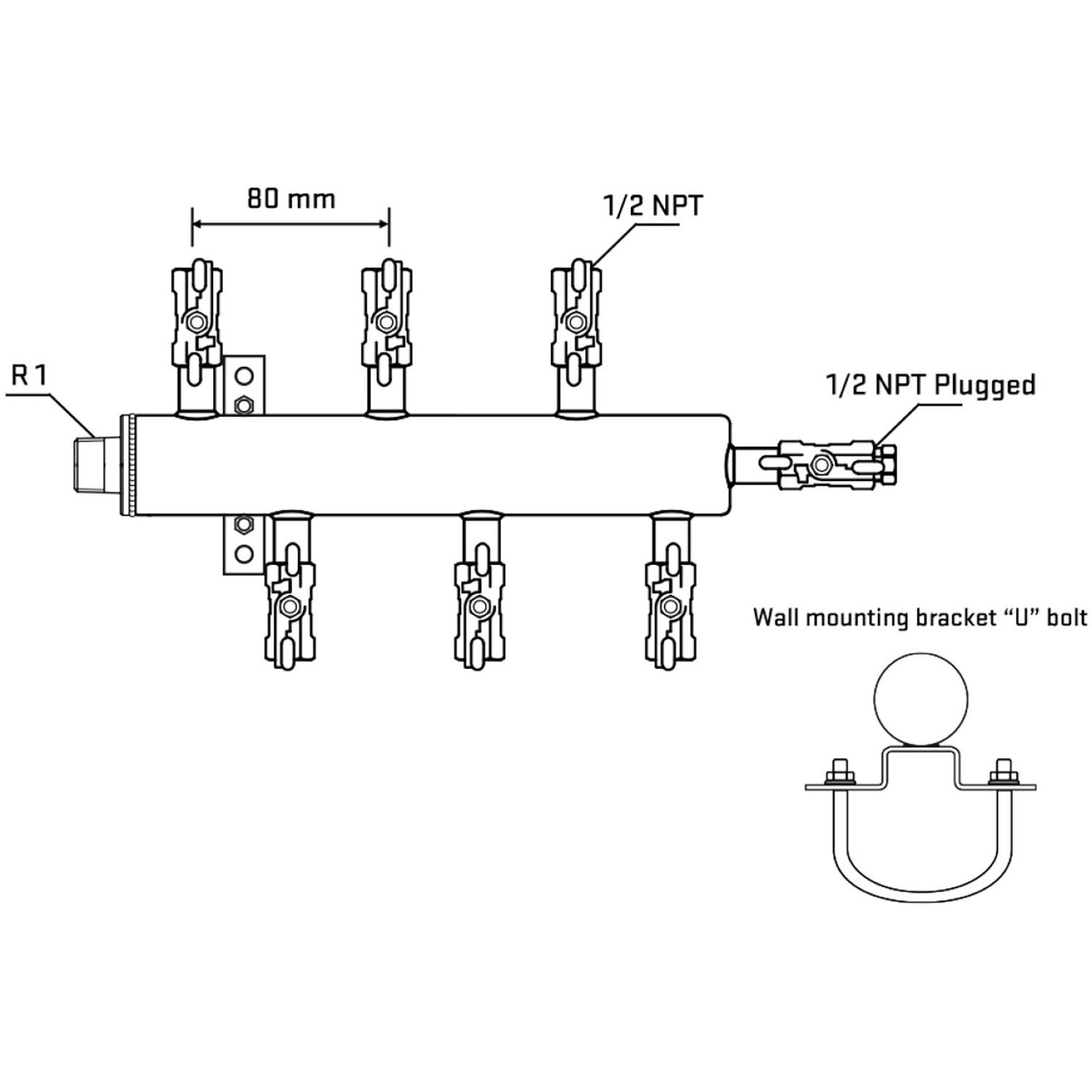 M5F1A010511 Manifolds Stainless Steel Double Sided