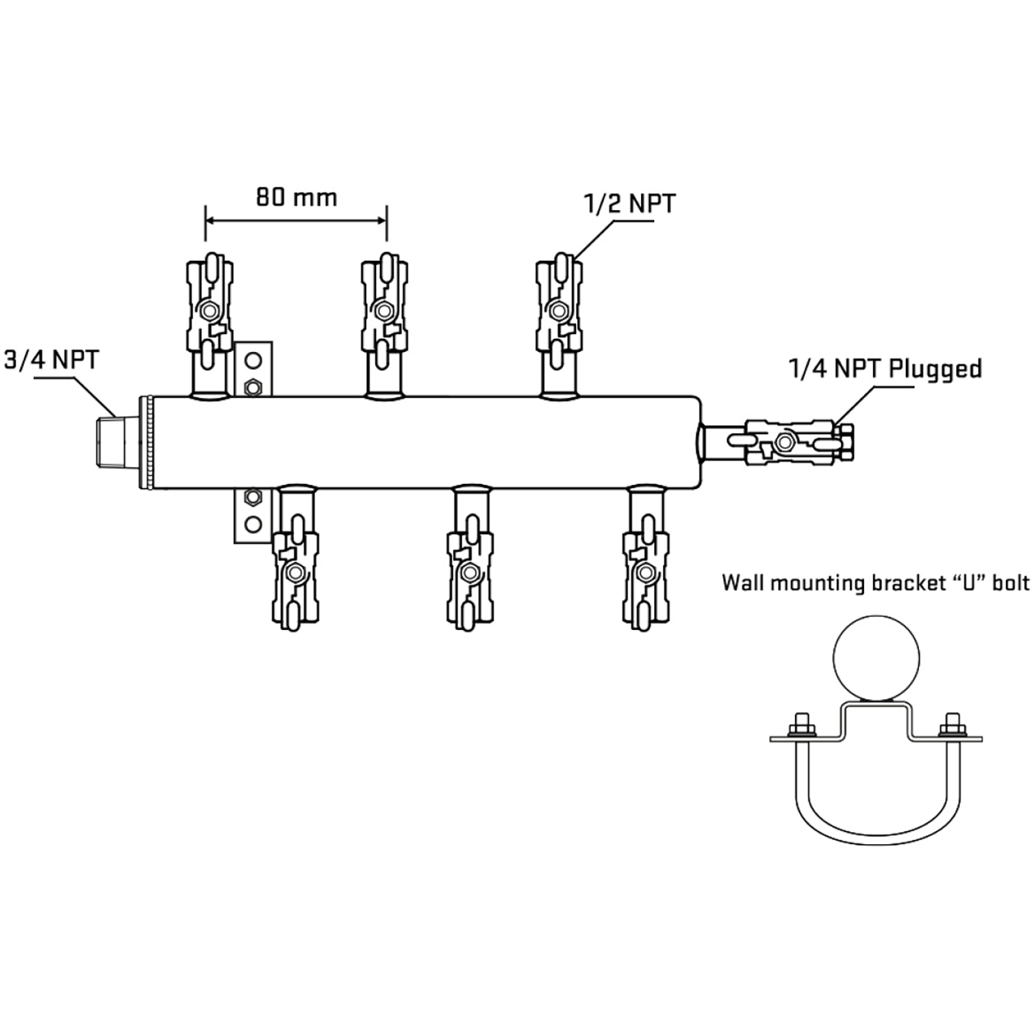 M5F1A010821 Manifolds Stainless Steel Double Sided