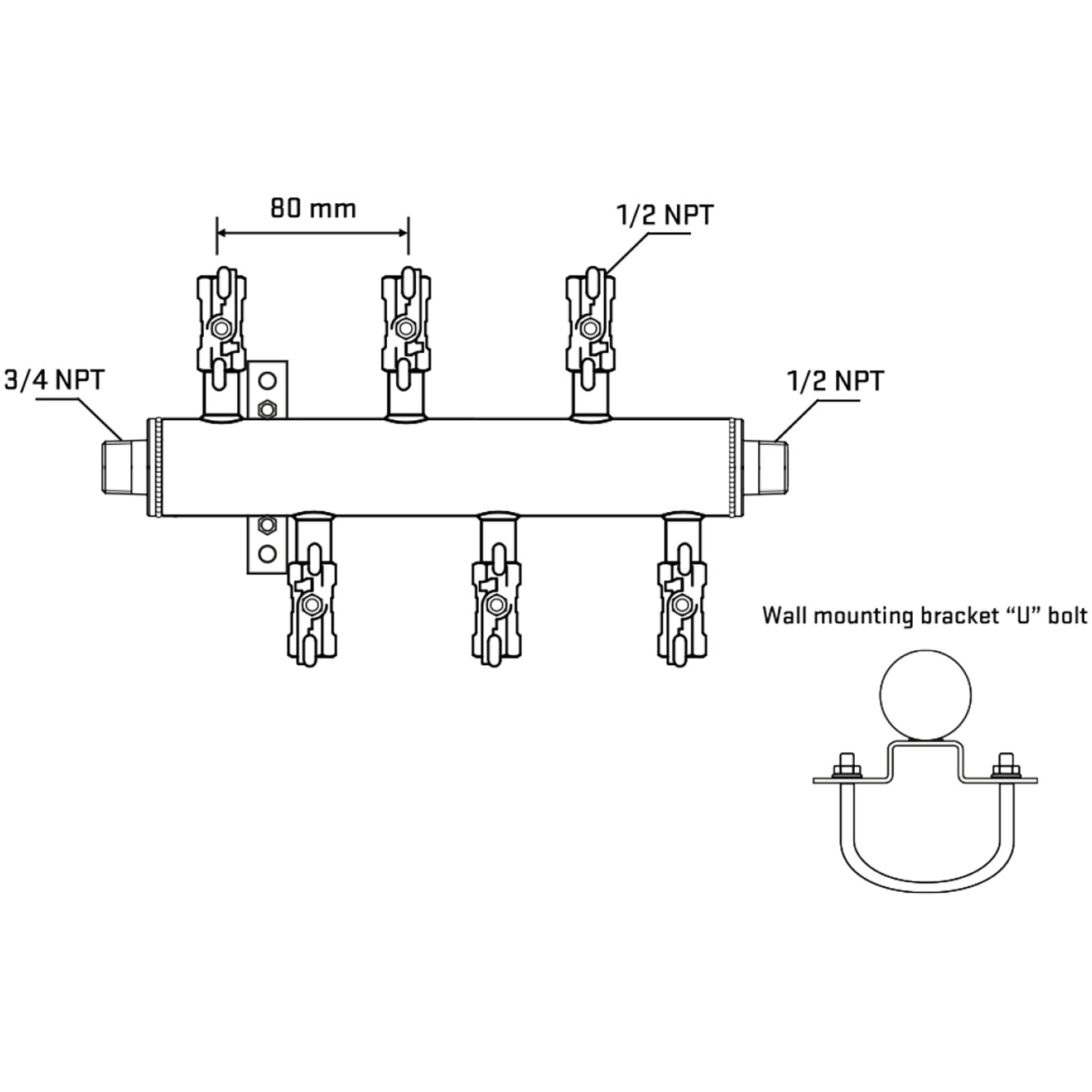 M5F1A010831 Manifolds Stainless Steel Double Sided