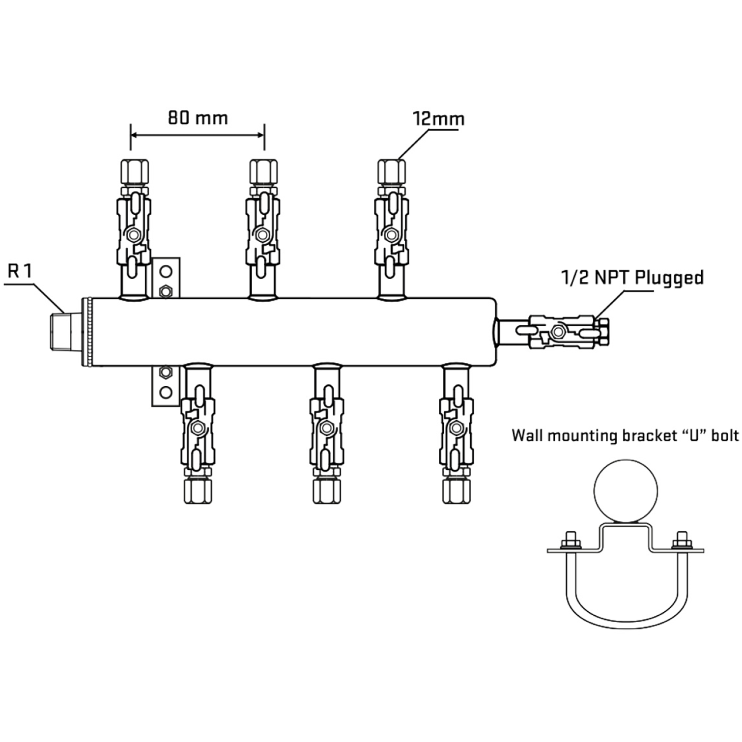 M5F1A040511 Manifolds Stainless Steel Double Sided
