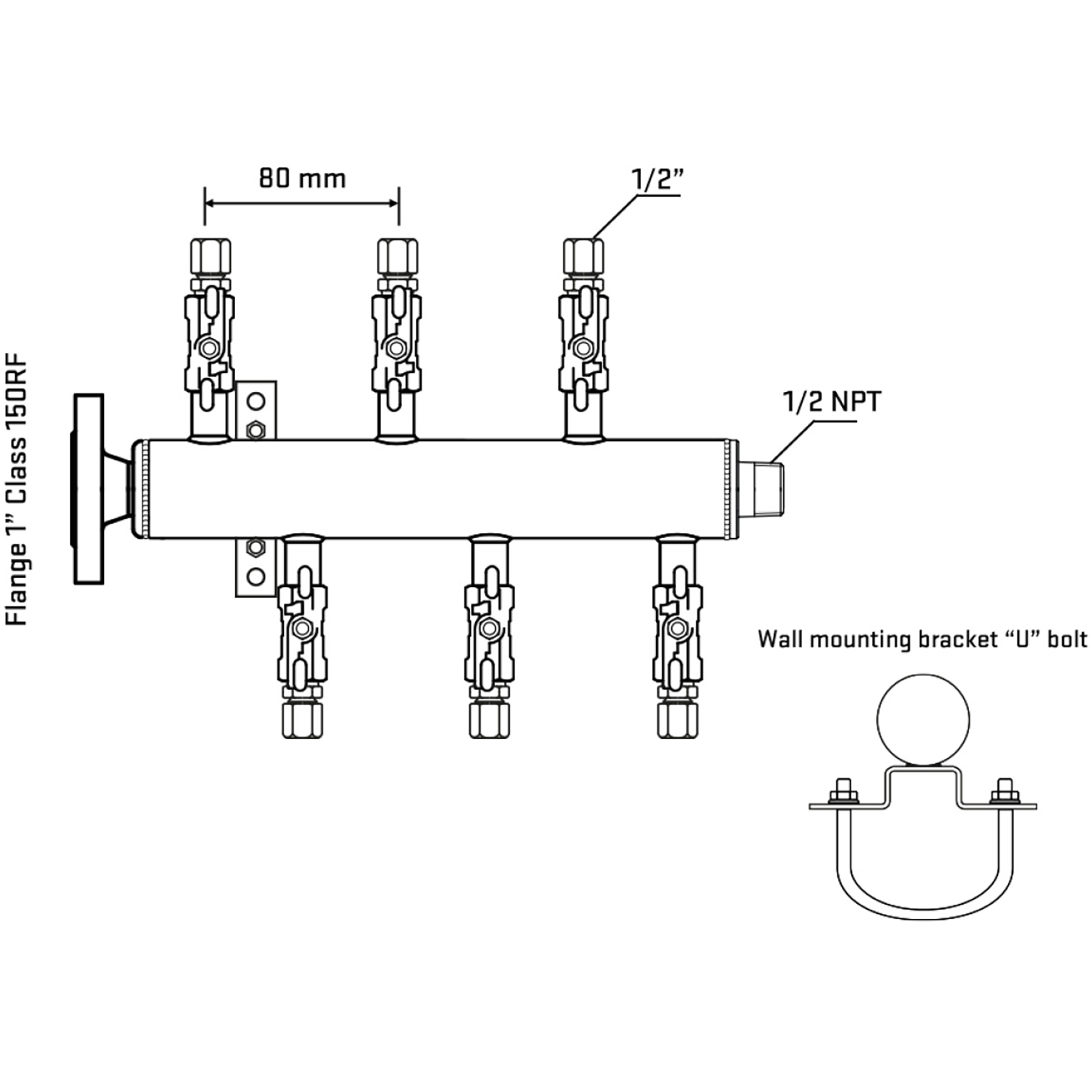 M5F1A050131 Manifolds Stainless Steel Double Sided