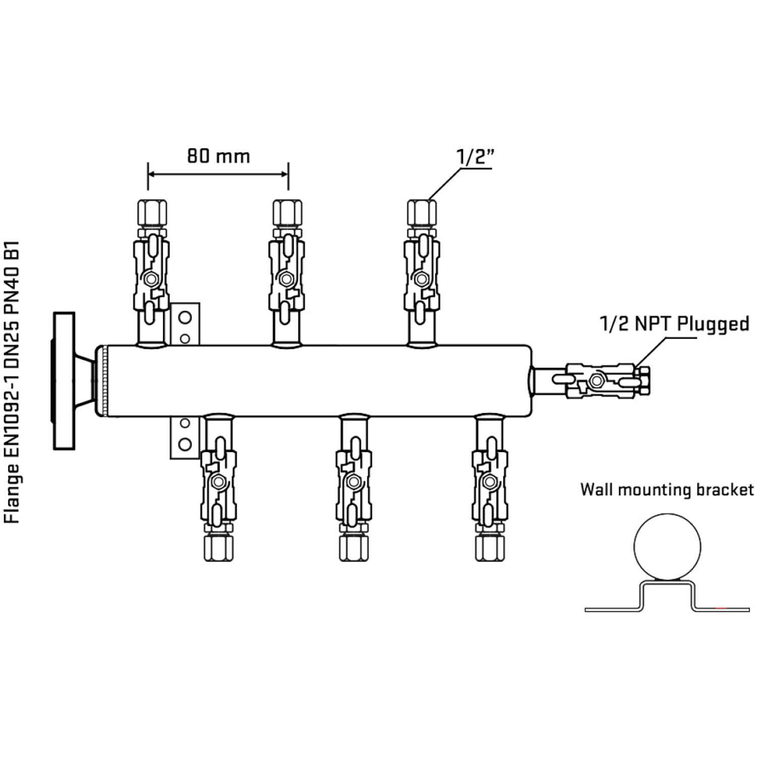 M5F1A050312 Manifolds Stainless Steel Double Sided