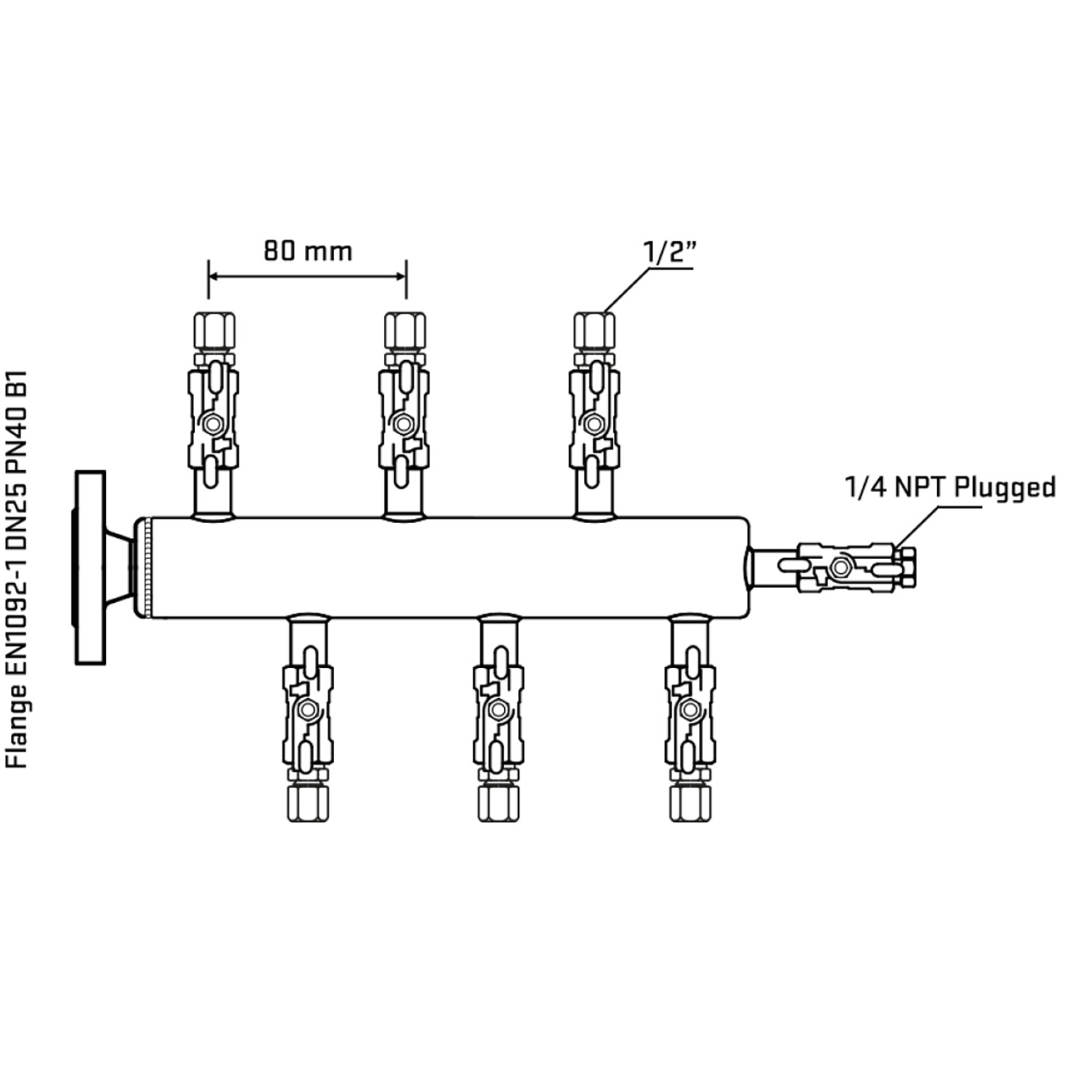 M5F1A050320 Manifolds Stainless Steel Double Sided
