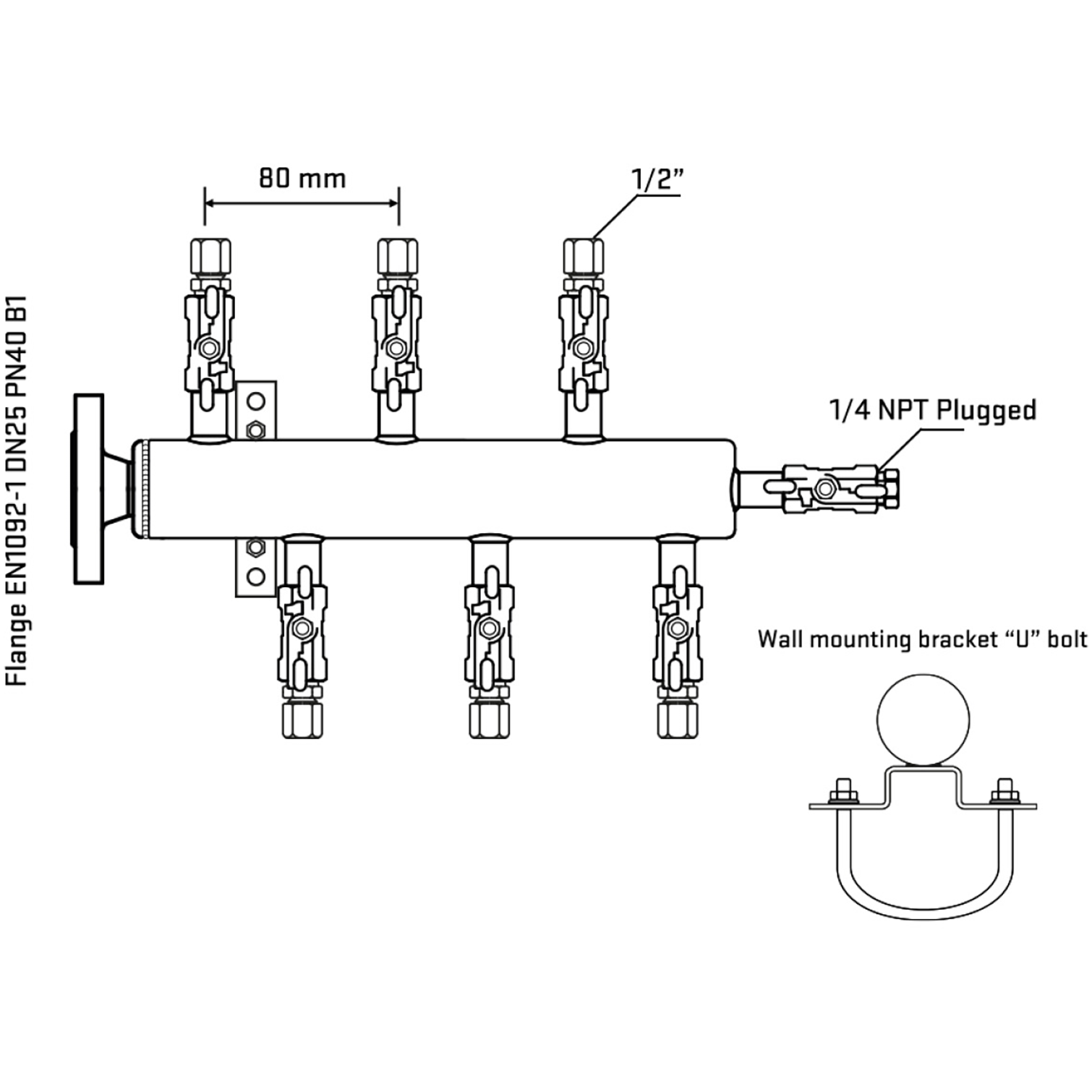 M5F1A050321 Manifolds Stainless Steel Double Sided