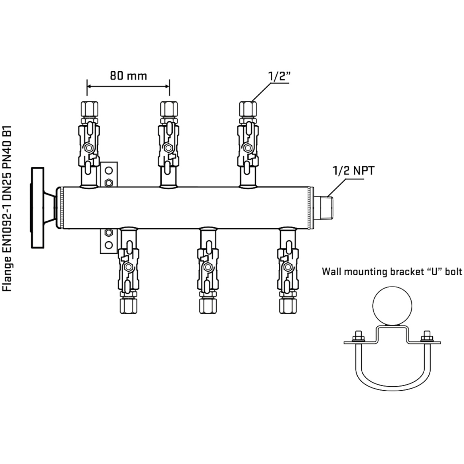 M5F1A050331 Manifolds Stainless Steel Double Sided