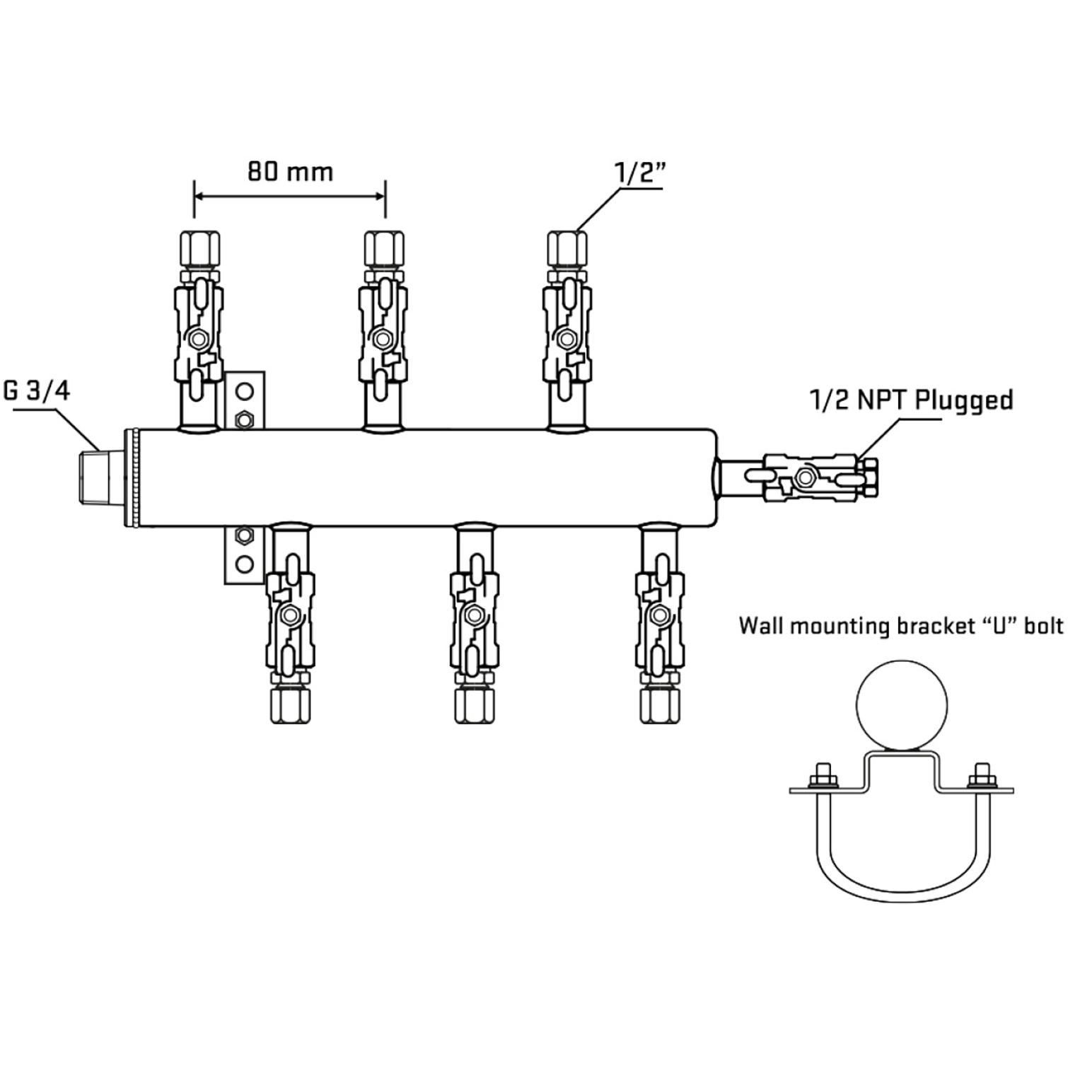 M5F1A050411 Manifolds Stainless Steel Double Sided