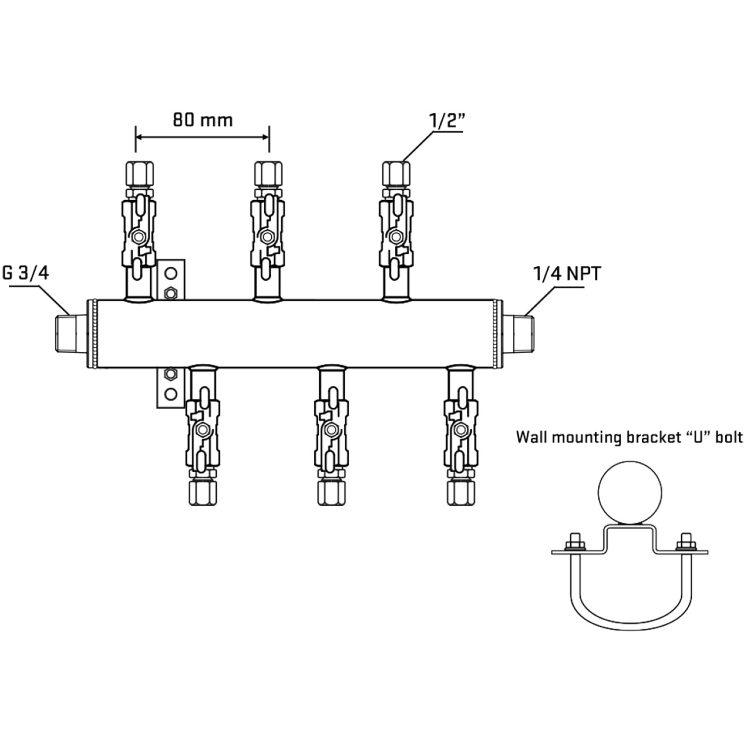 M5F1A050441 Manifolds Stainless Steel Double Sided