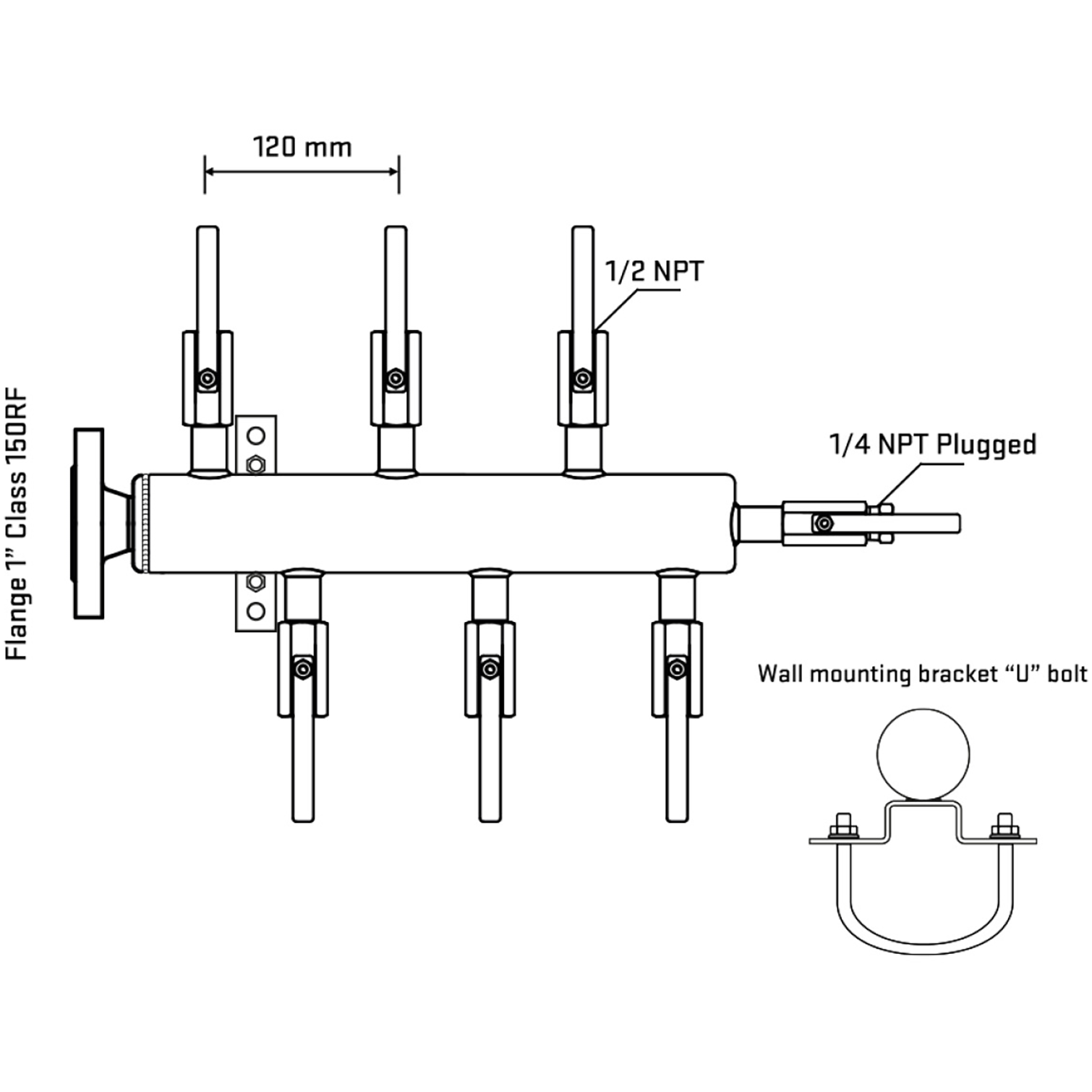 M5F1B080121 Manifolds Stainless Steel Double Sided