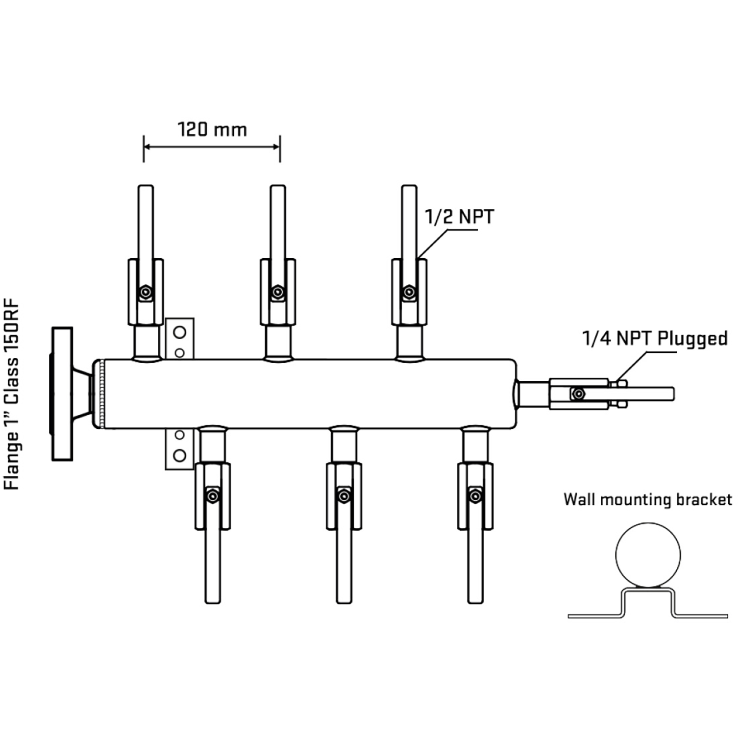 M5F1B080122 Manifolds Stainless Steel Double Sided
