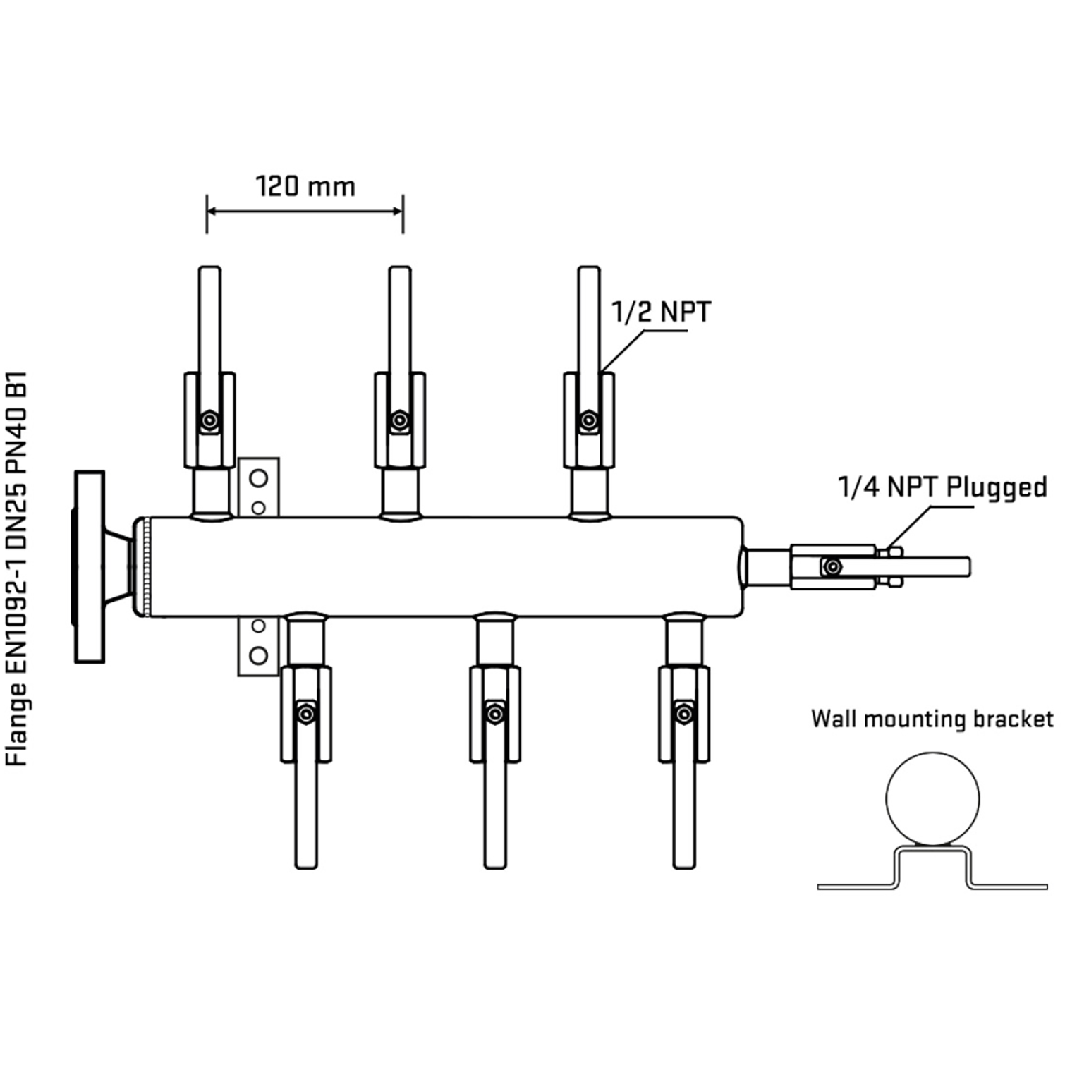 M5F1B080322 Manifolds Stainless Steel Double Sided