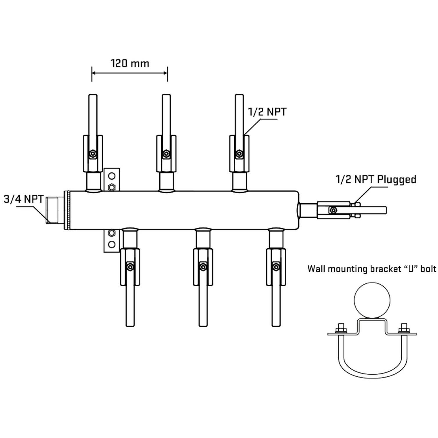 M5F1B081011 Manifolds Stainless Steel Double Sided