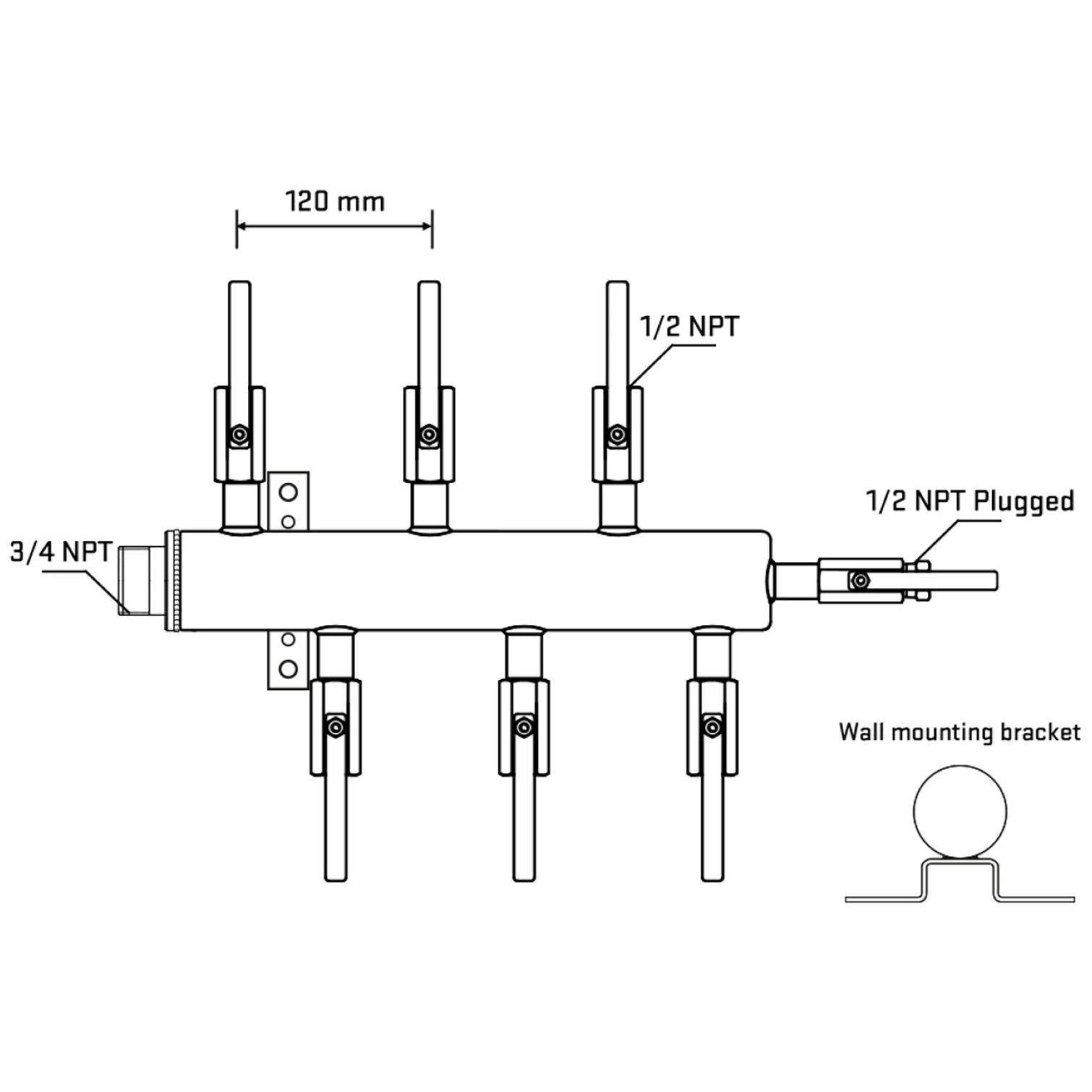 M5F1B081012 Manifolds Stainless Steel Double Sided