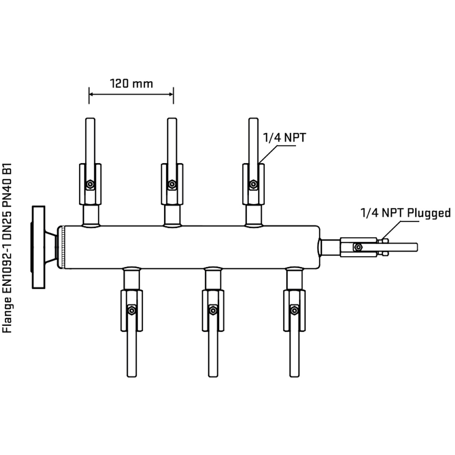 M5F1B090320 Manifolds Stainless Steel Double Sided
