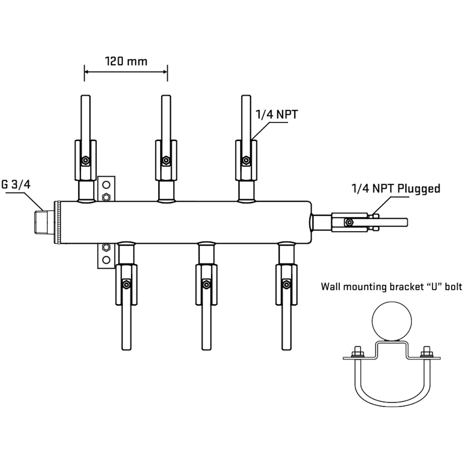 M5F1B090421 Manifolds Stainless Steel Double Sided
