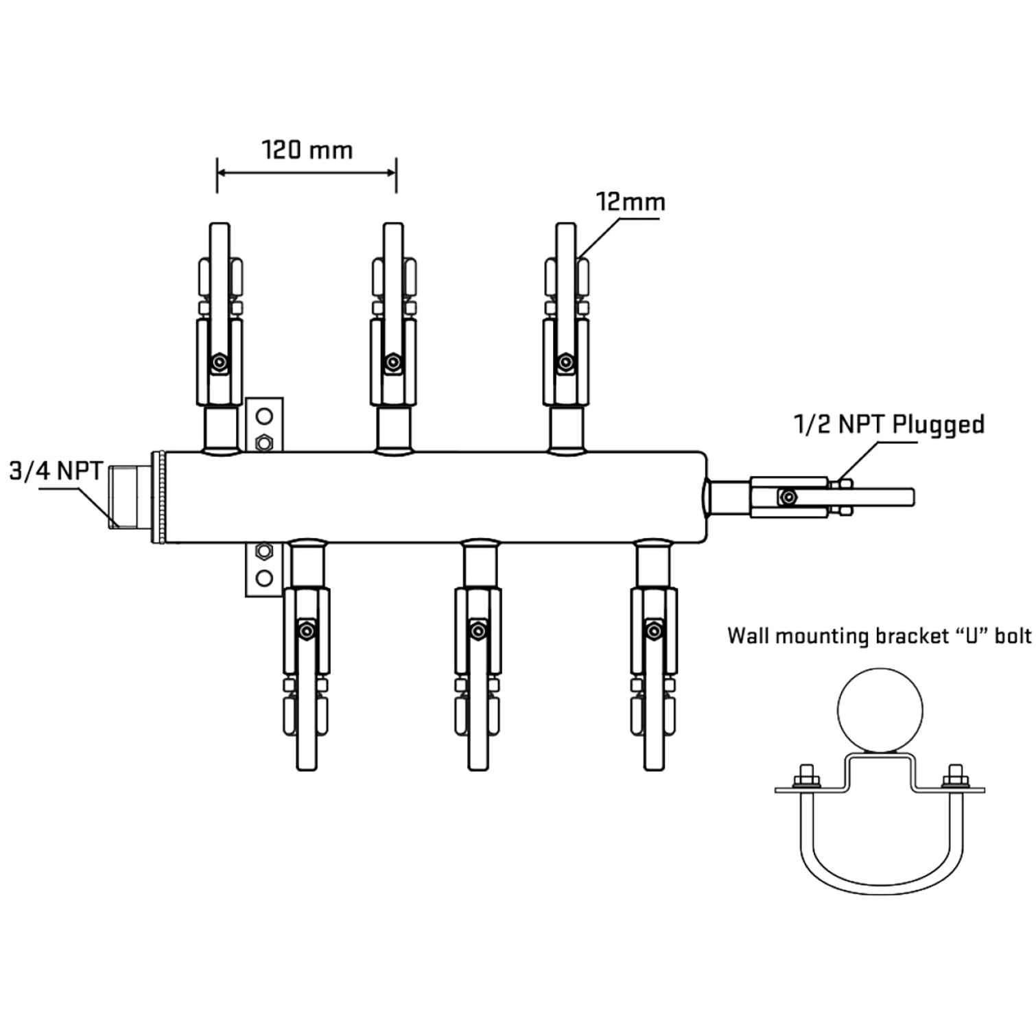 M5F1B111011 Manifolds Stainless Steel Double Sided