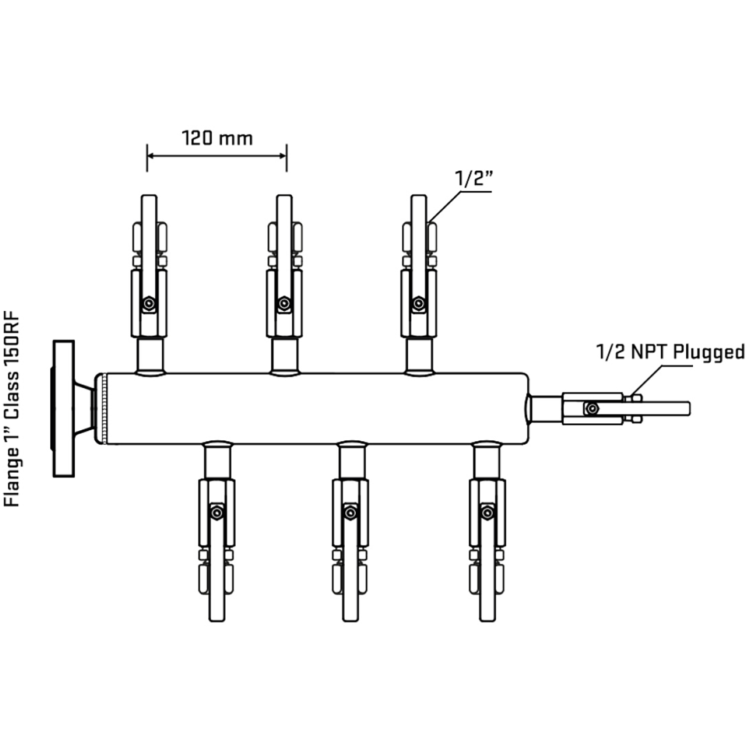 M5F1B120110 Manifolds Stainless Steel Double Sided