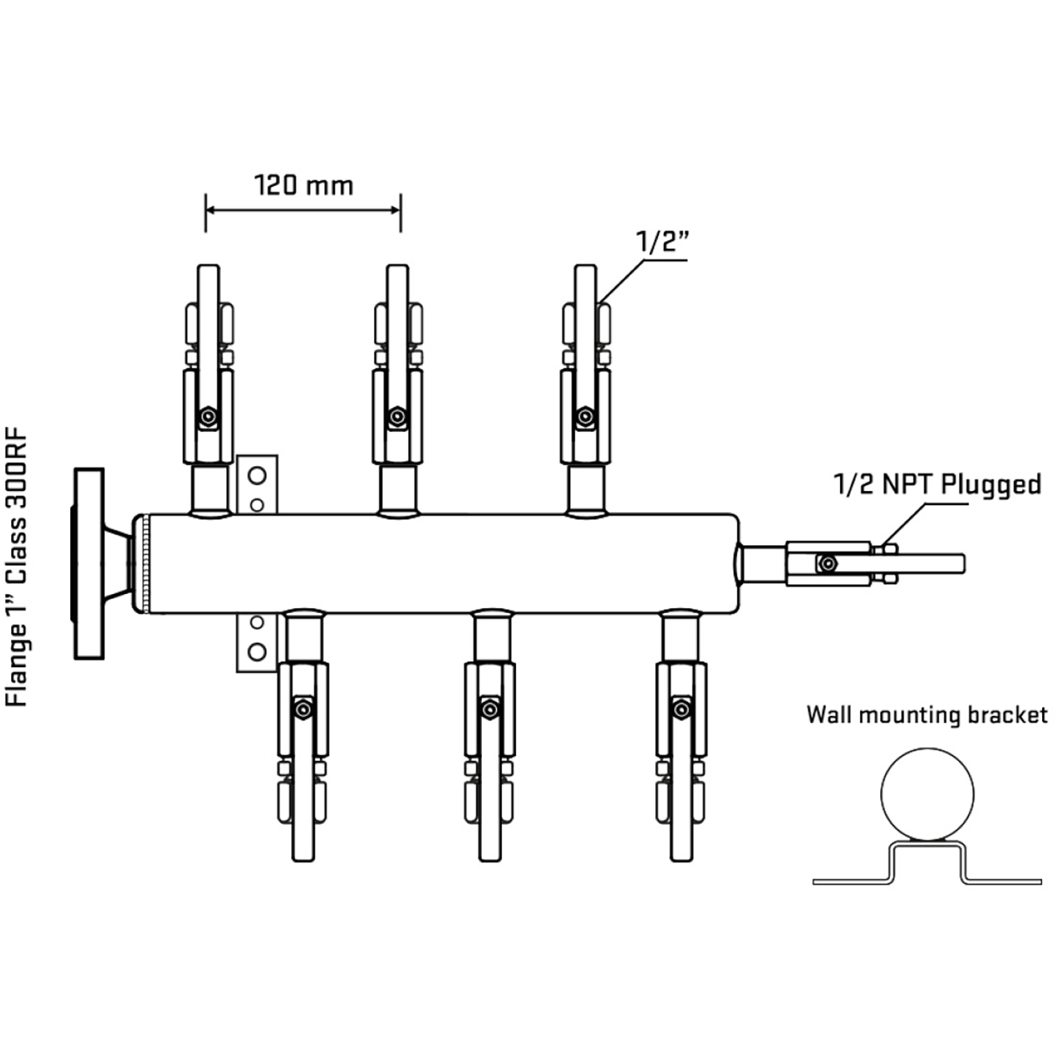 M5F1B120212 Manifolds Stainless Steel Double Sided