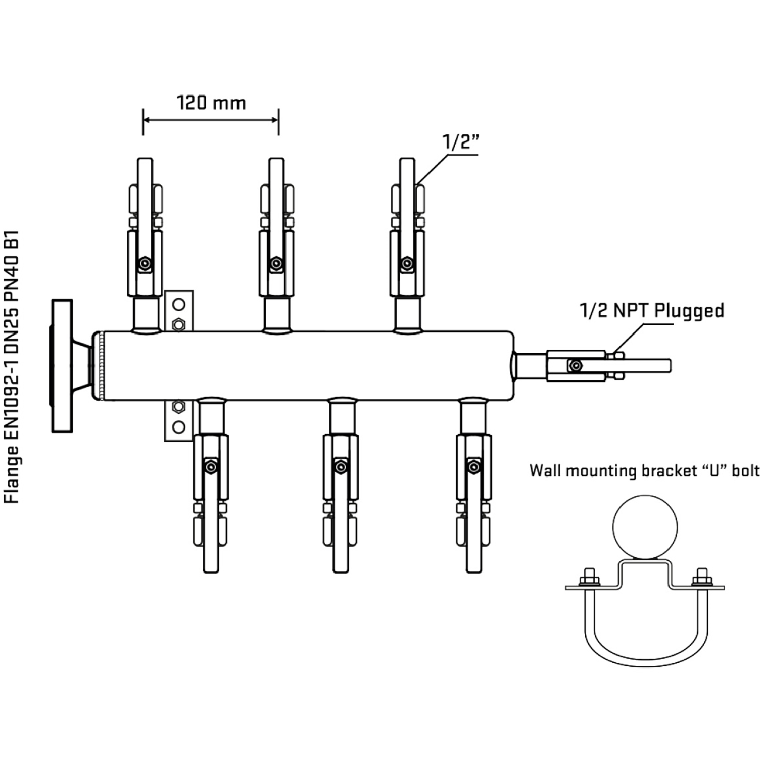 M5F1B120311 Manifolds Stainless Steel Double Sided