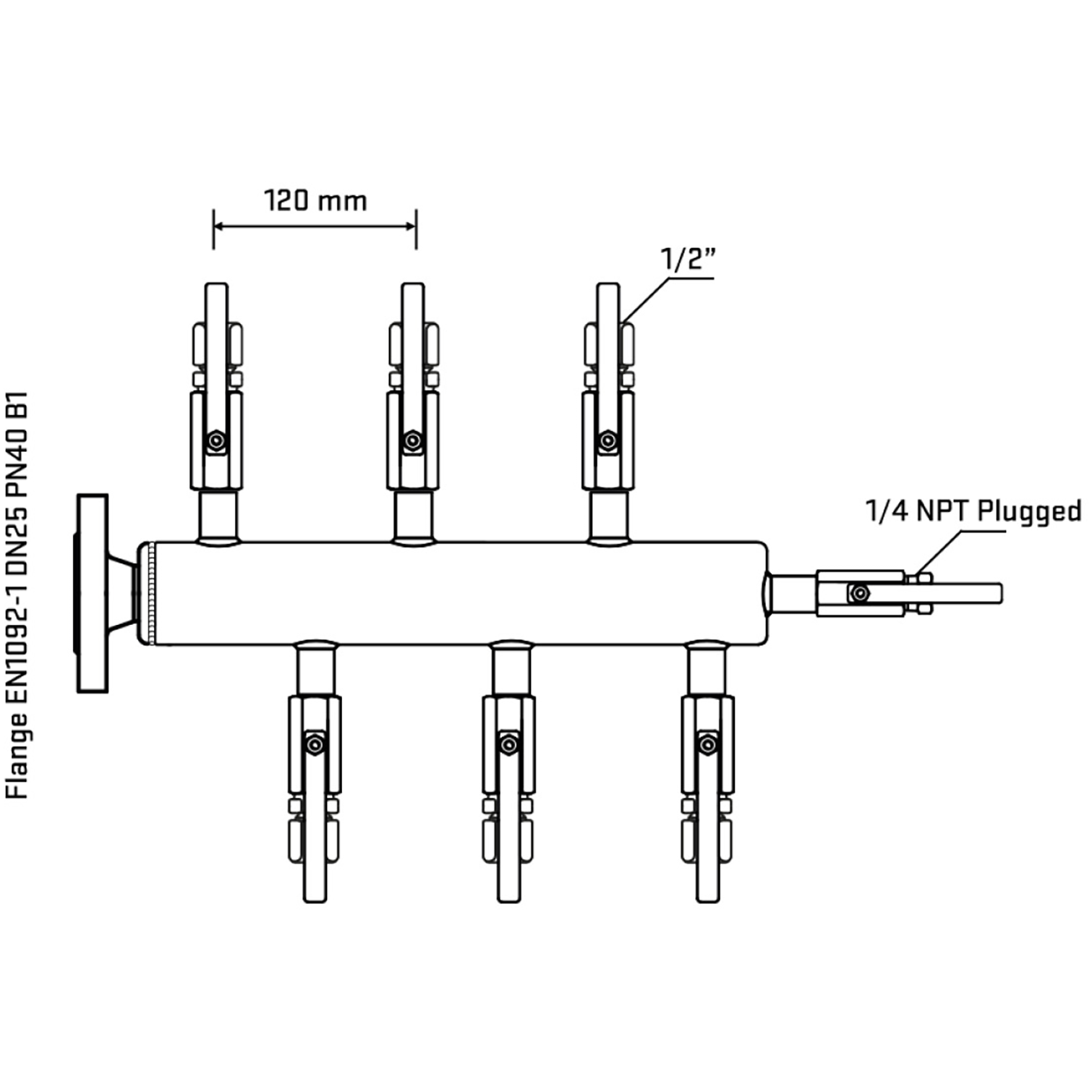 M5F1B120320 Manifolds Stainless Steel Double Sided