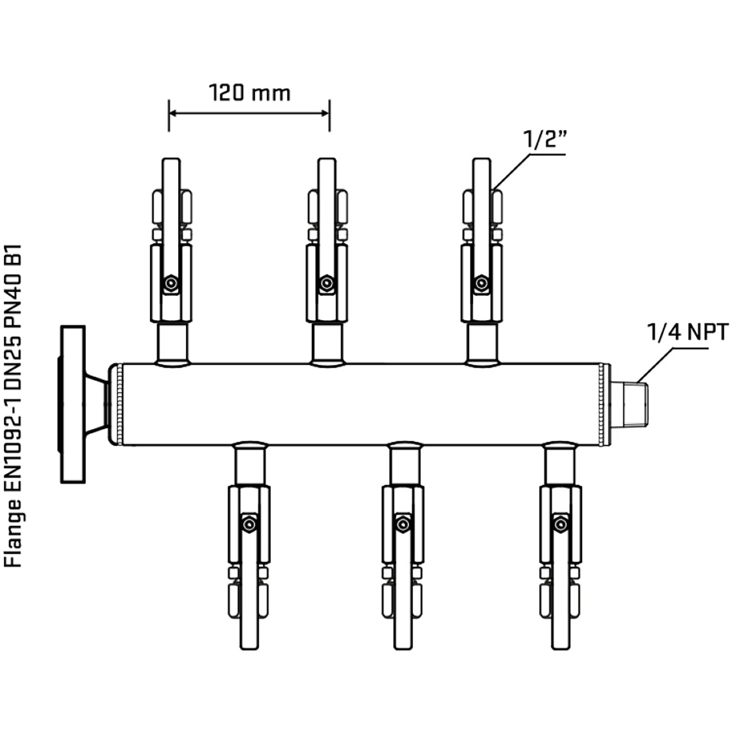 M5F1B120340 Manifolds Stainless Steel Double Sided