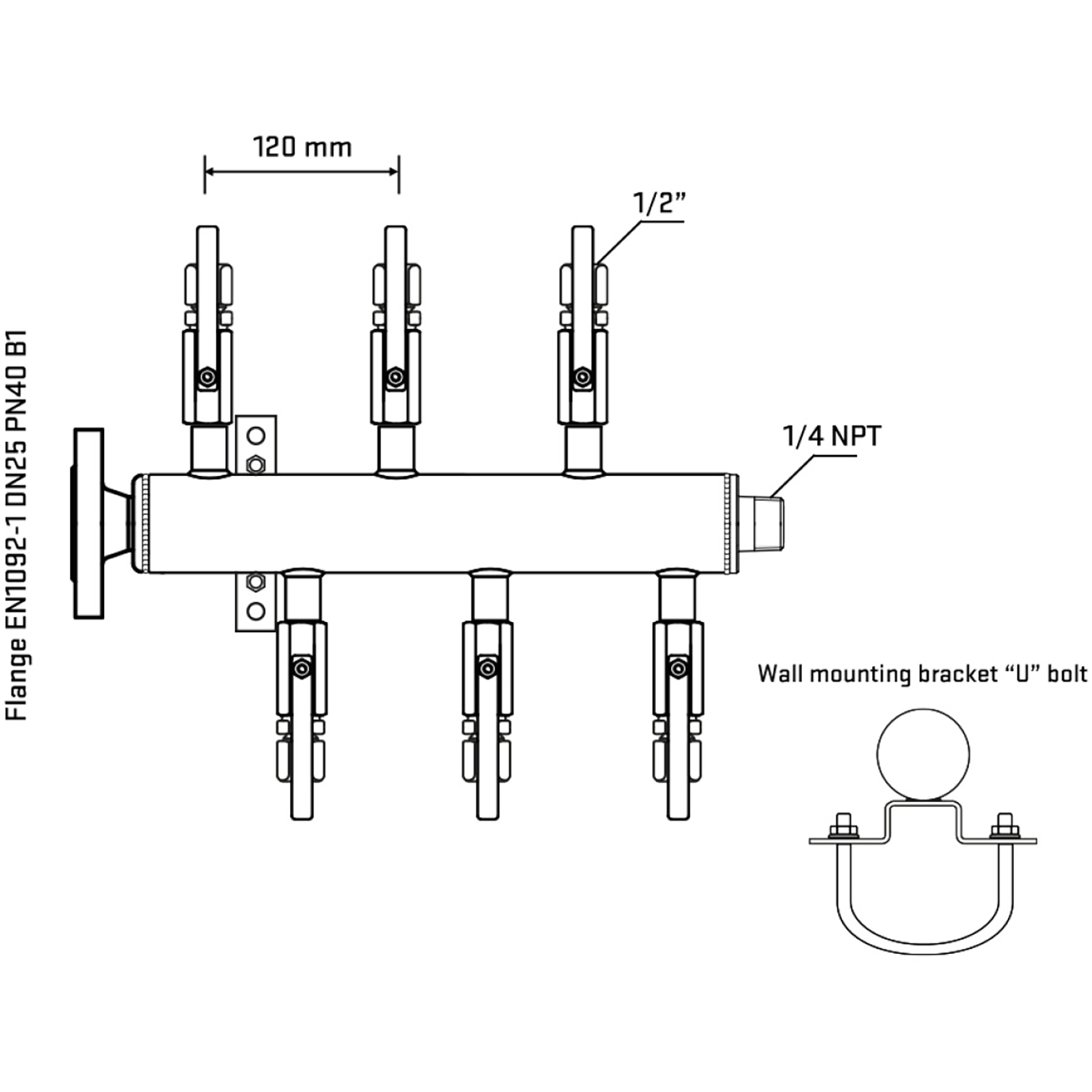 M5F1B120341 Manifolds Stainless Steel Double Sided