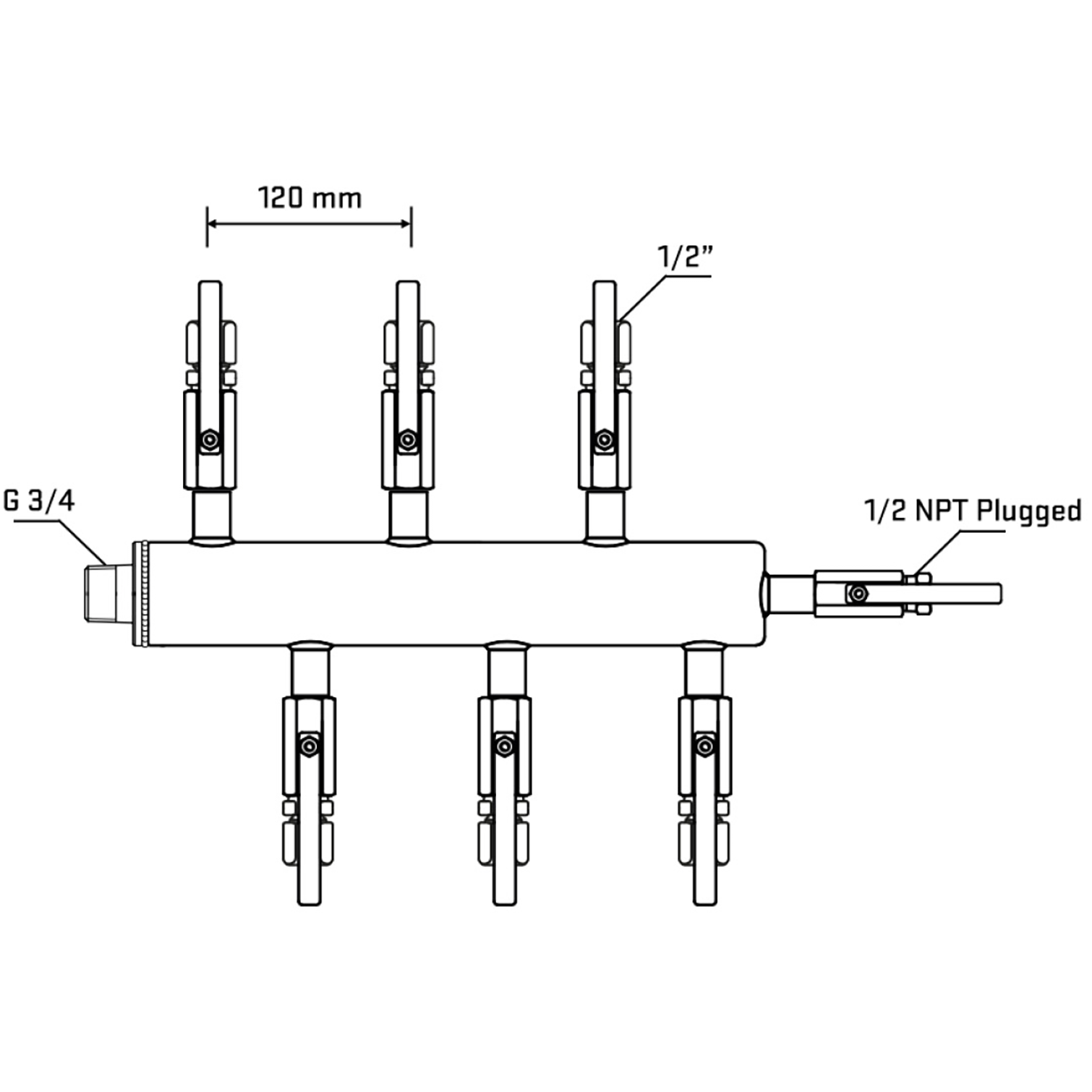 M5F1B120410 Manifolds Stainless Steel Double Sided
