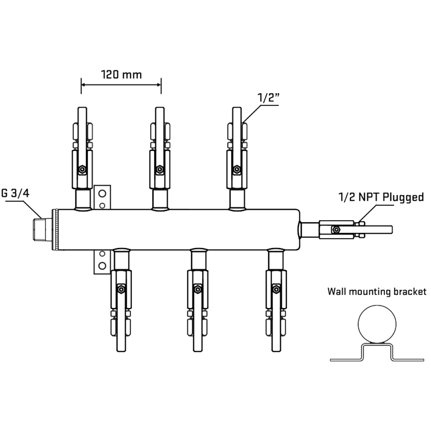 M5F1B120412 Manifolds Stainless Steel Double Sided