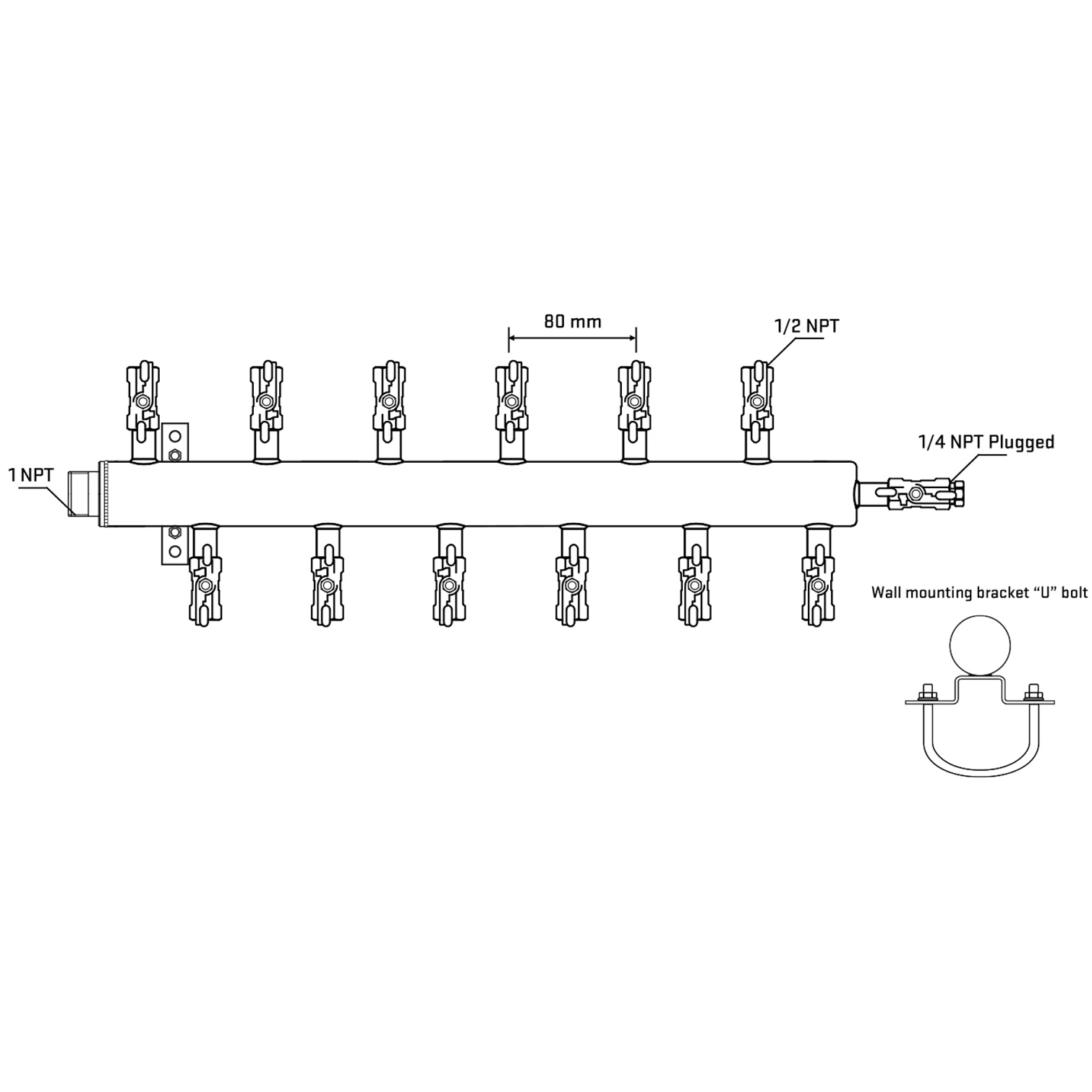 M5F2A011121 Manifolds Stainless Steel Double Sided