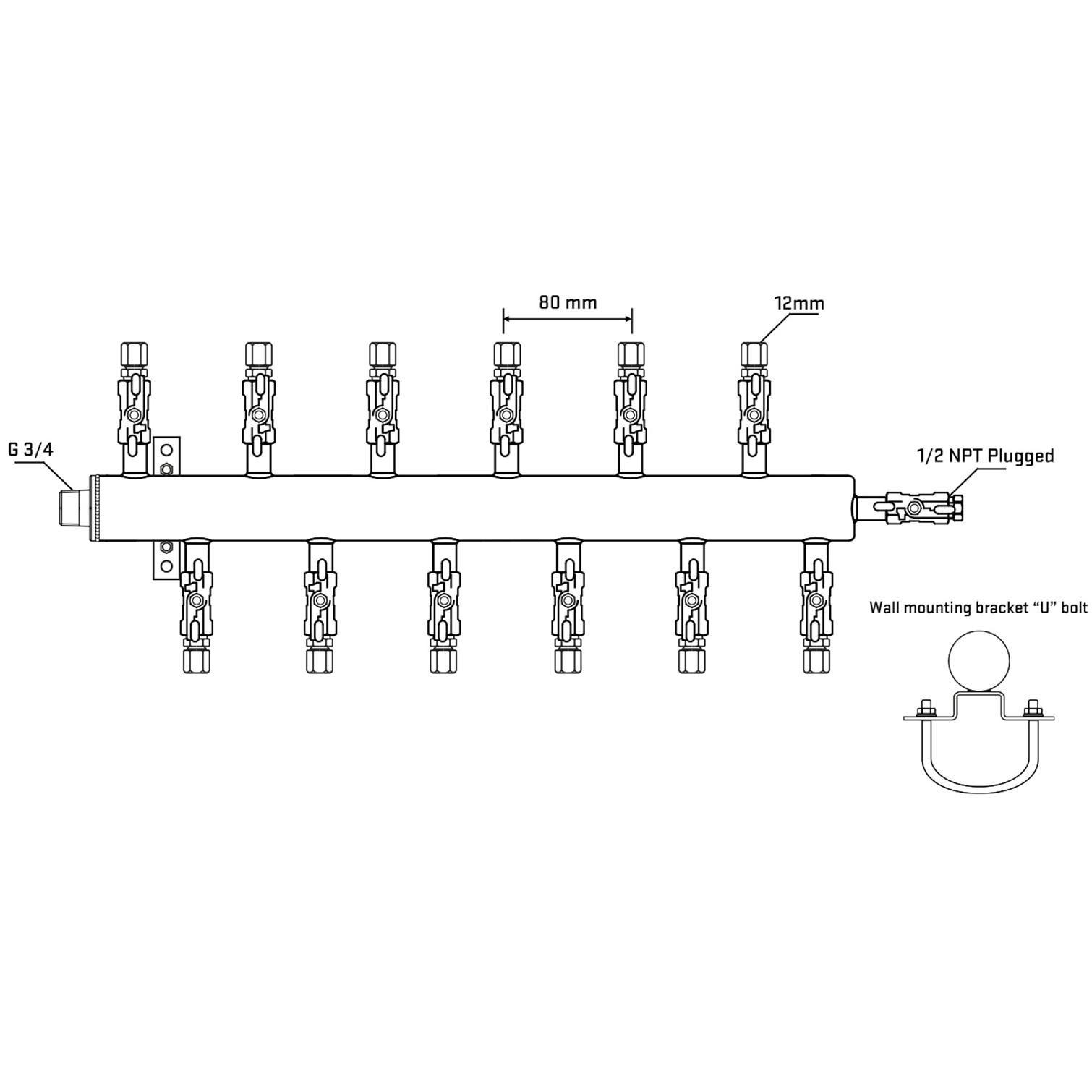 M5F2A030411 Manifolds Stainless Steel Double Sided