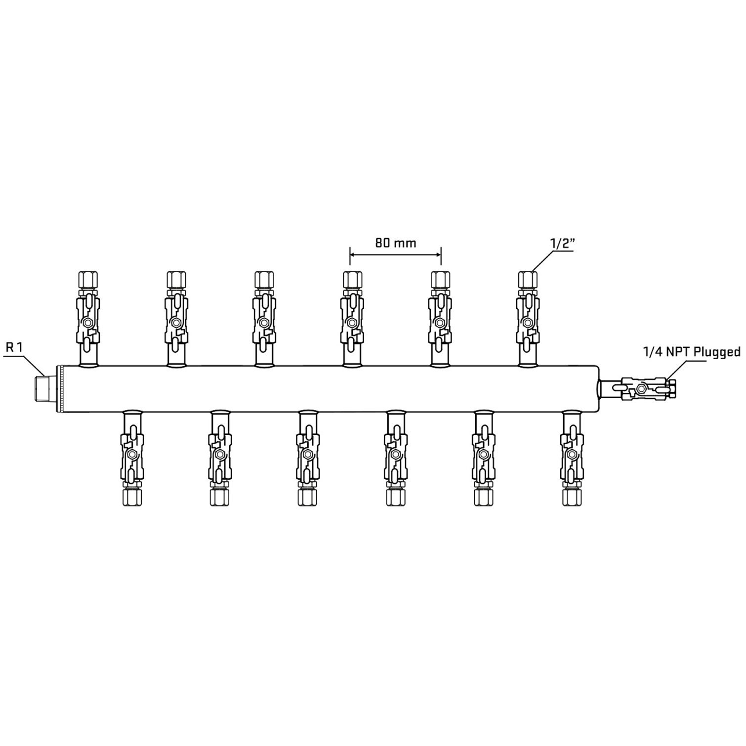 M5F2A050520 Manifolds Stainless Steel Double Sided